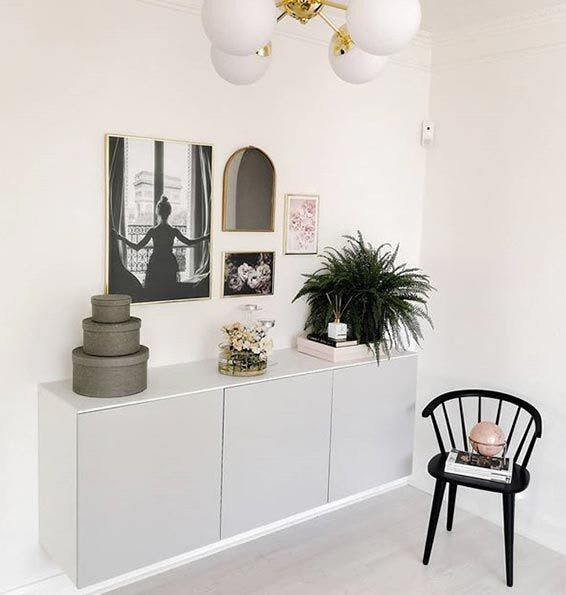 Fashionably photo wall with a girl and flowers