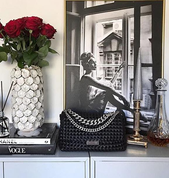 Poster with an woman in black and white