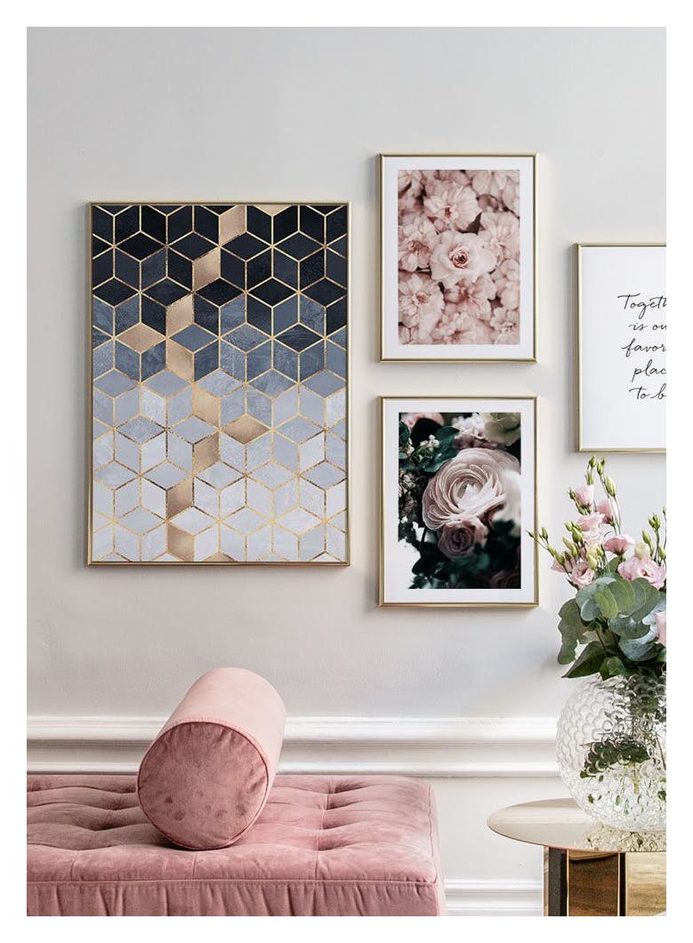 Soft Blue Gradient Cubes Poster (50x70 cm) - Poster Store