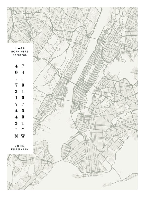 Map No2 Day Green persoonlijke poster (30x40 cm) - Poster Store