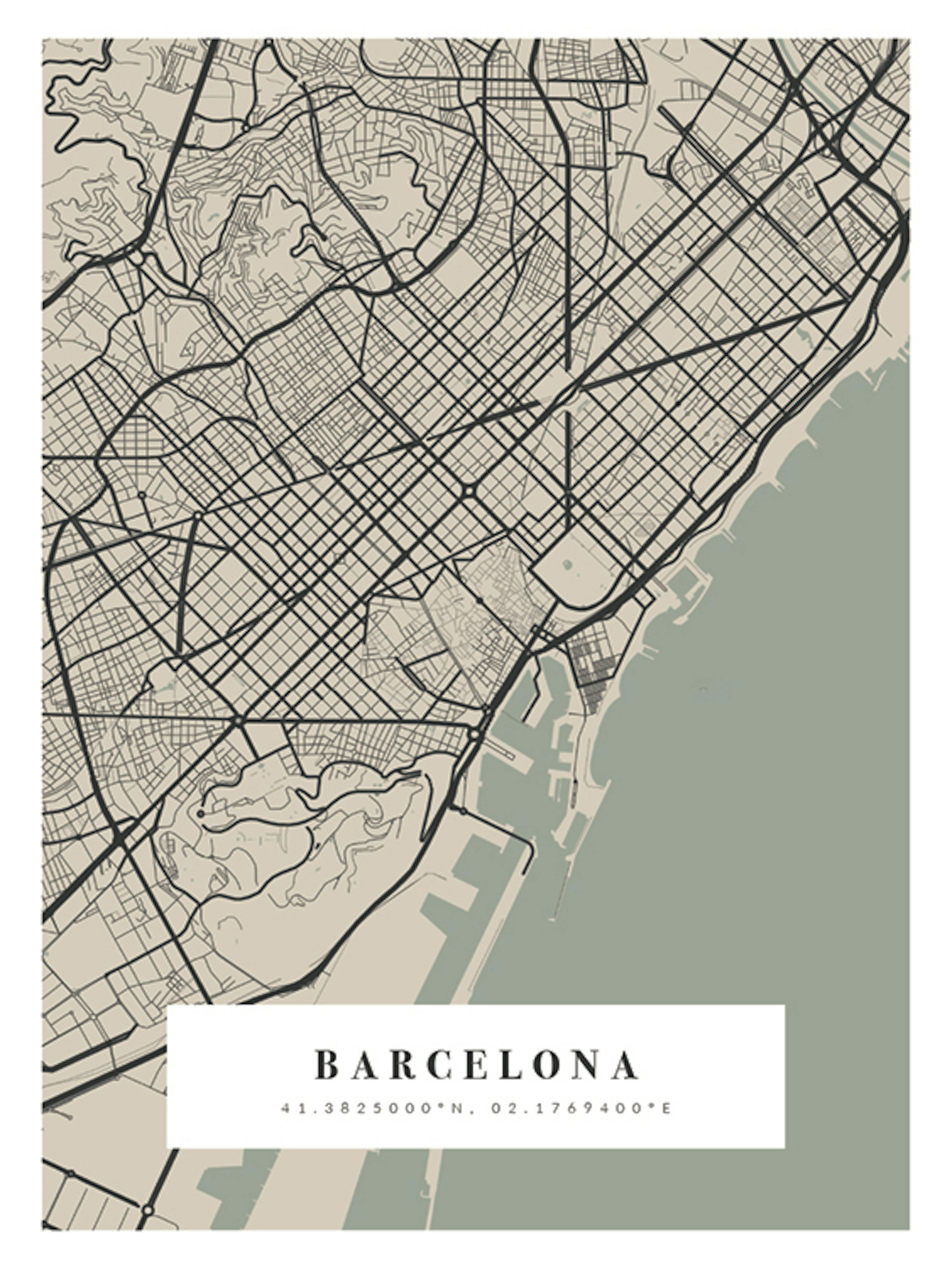 Map No1 Vintage Green Personal Poster thumbnail