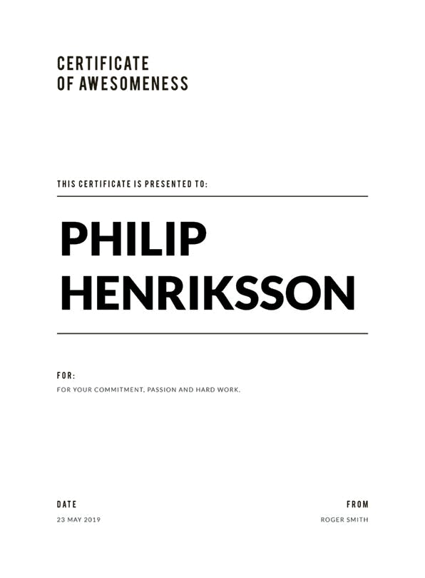 Certificato poster personalizzato (50x70 cm) - Poster Store