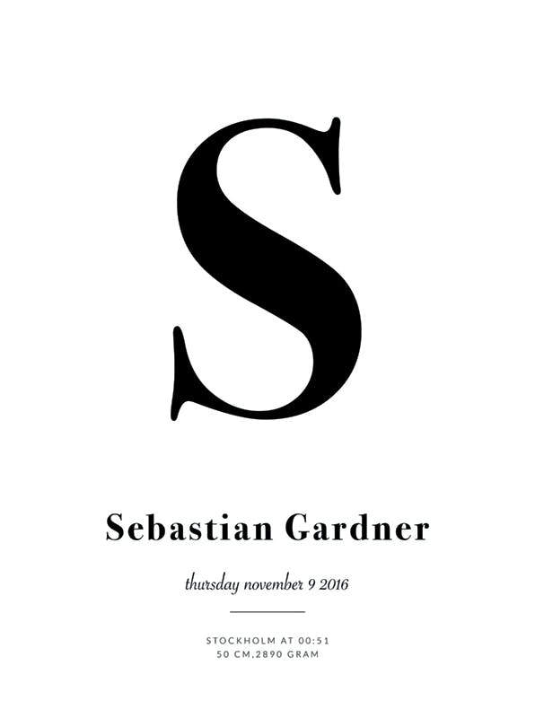 Geboorte persoonlijke poster (30x40 cm) - Poster Store