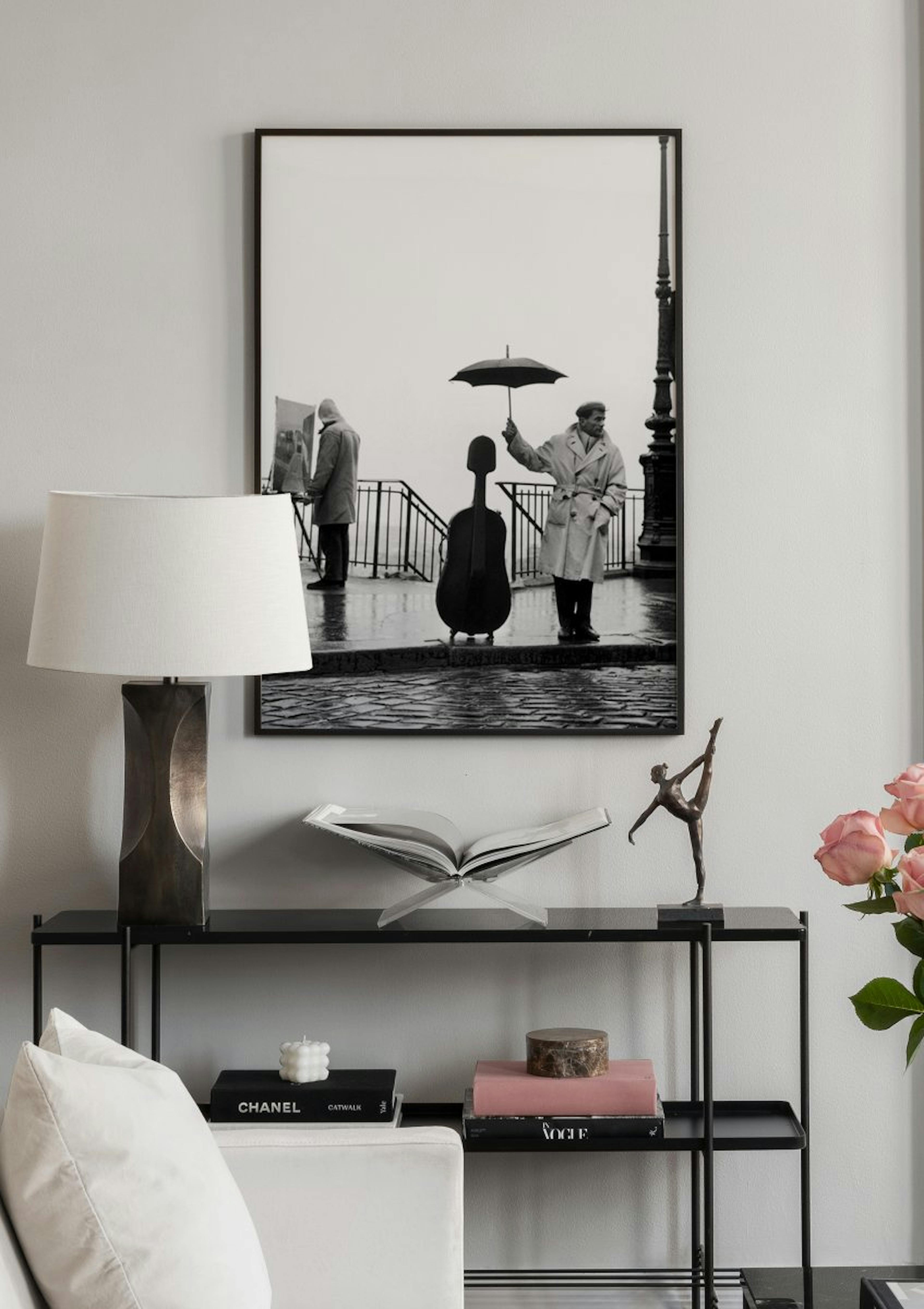 Musician Under The Rain Poster thumbnail