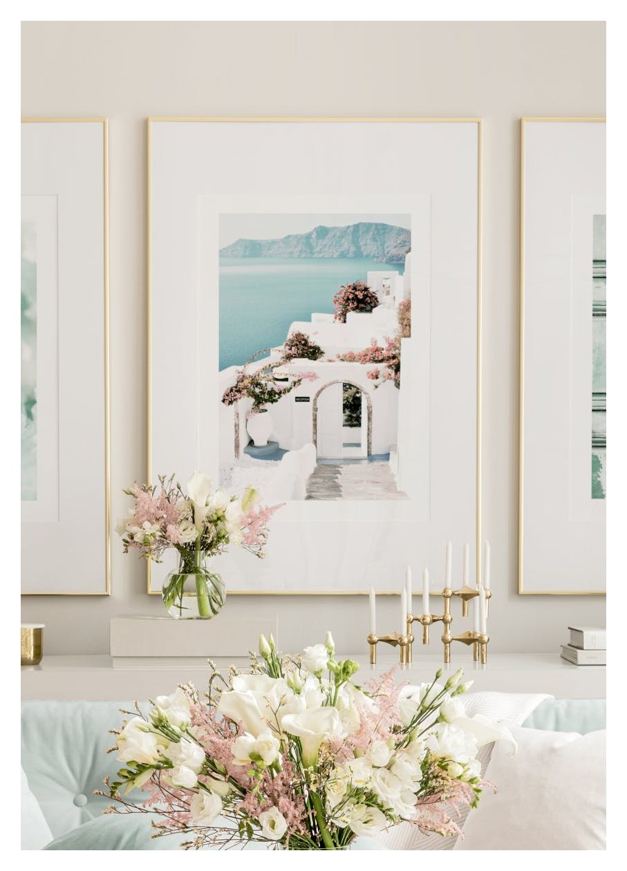 Santorini Flowers Poster (21x30 cm) - Poster Store