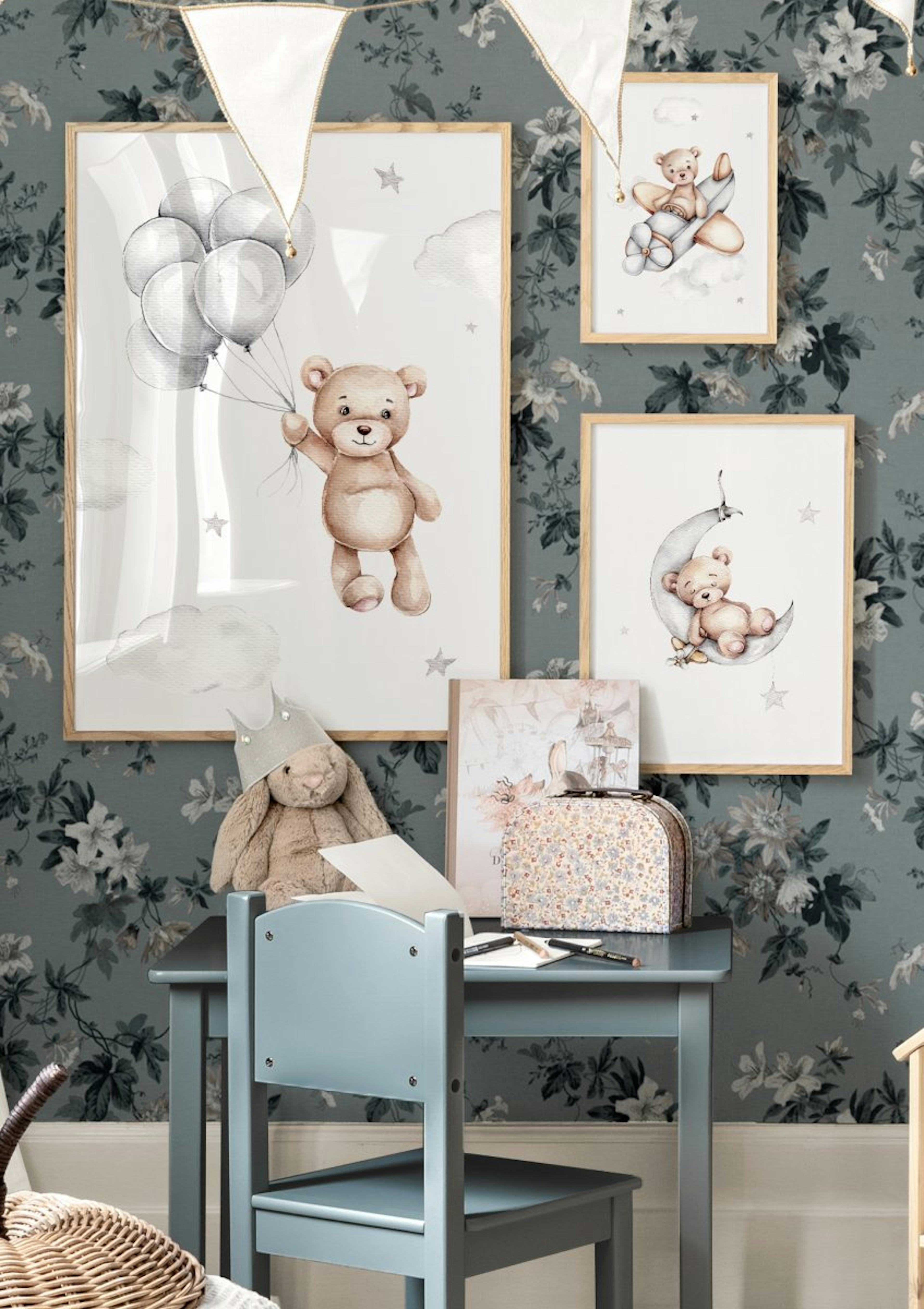 Teddy met Ballonnen Poster thumbnail