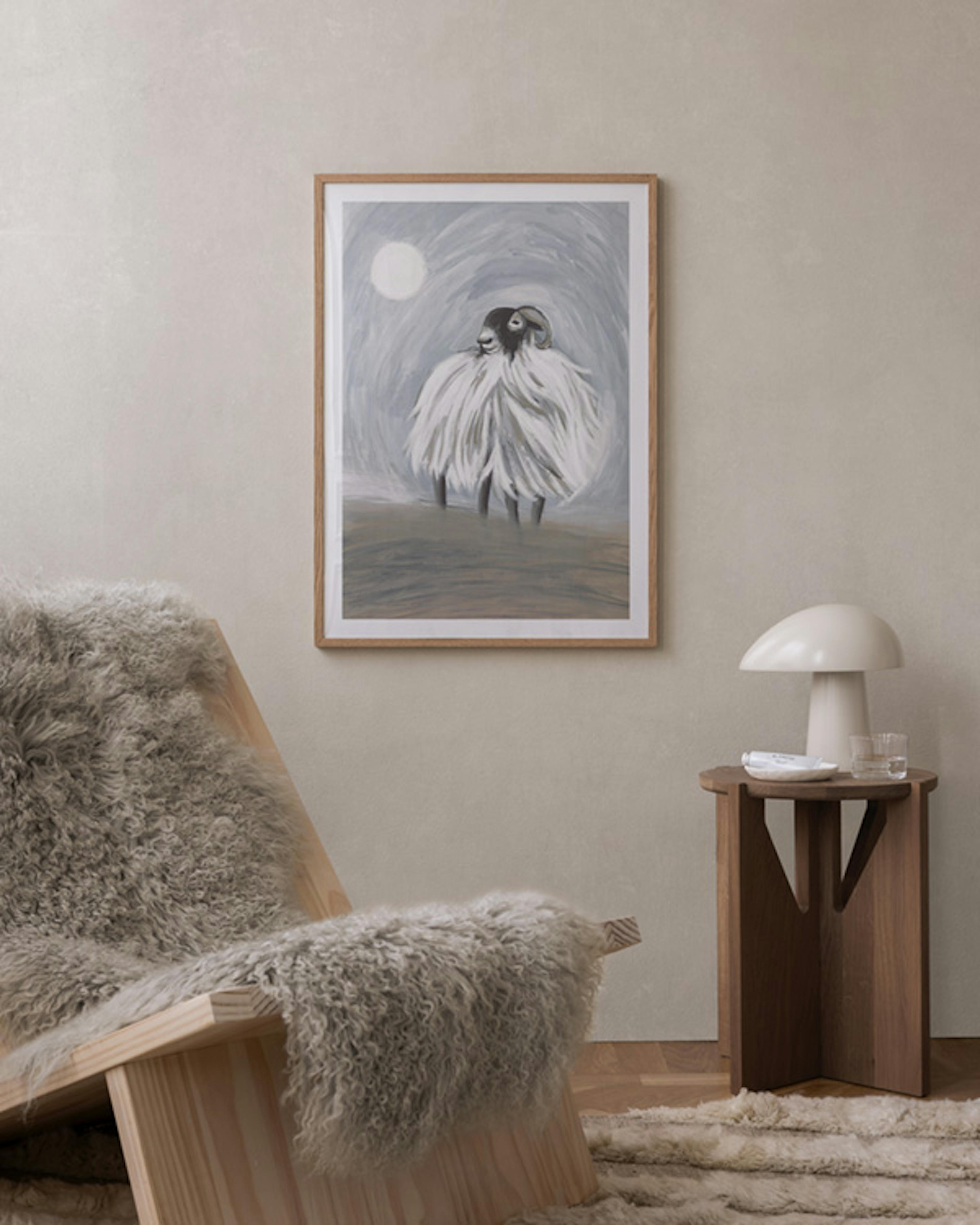 Mouton des Hautes Terres au Clair de Lune Poster thumbnail