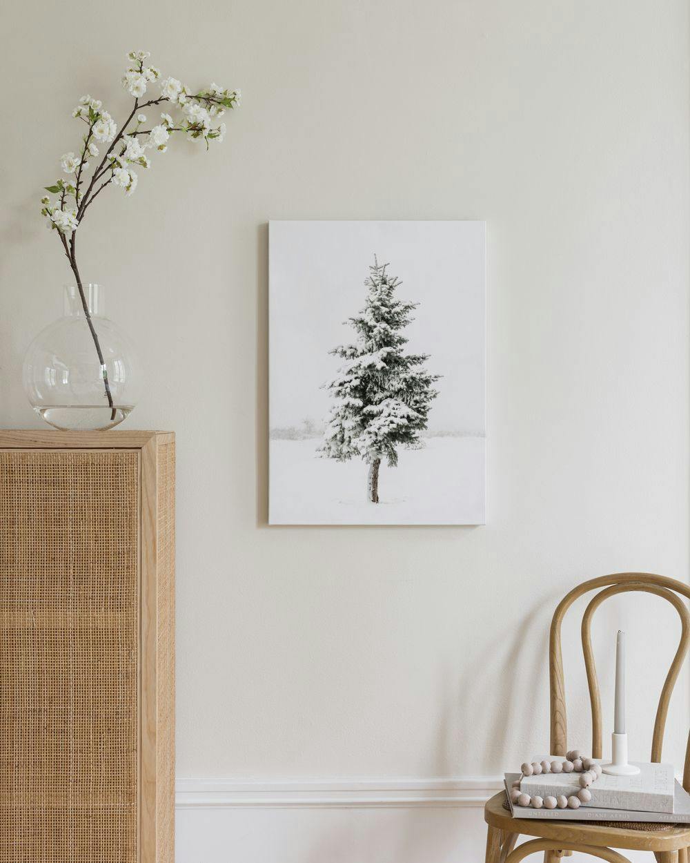 Canvas Prints - Snowy Spruce Canvas print (30x40 cm - Oak Frame) - Poster Store
