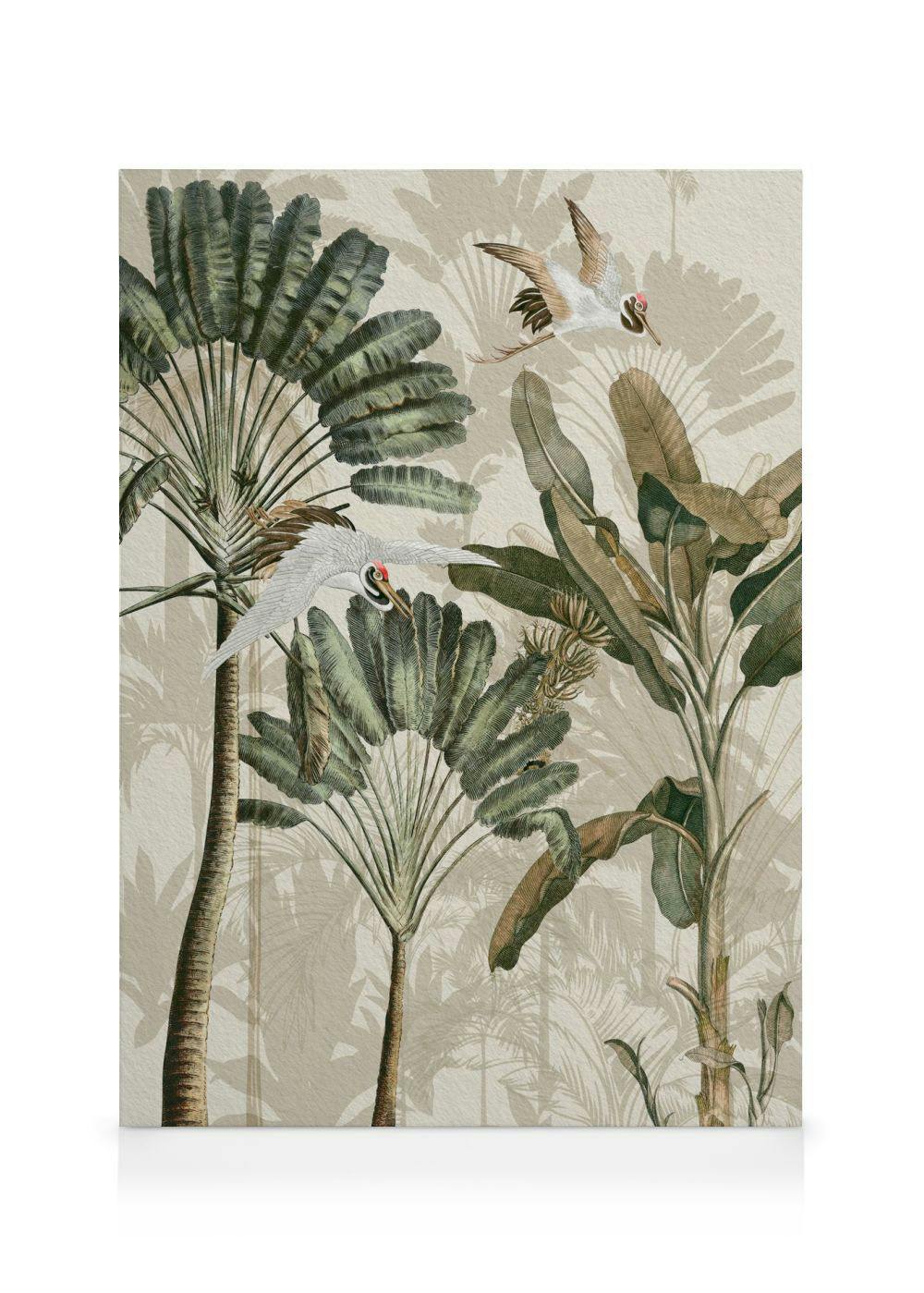 Cranes in the Rainforest Obraz na płótnie (50x70 cm - Czarna ramka) - Poster Store