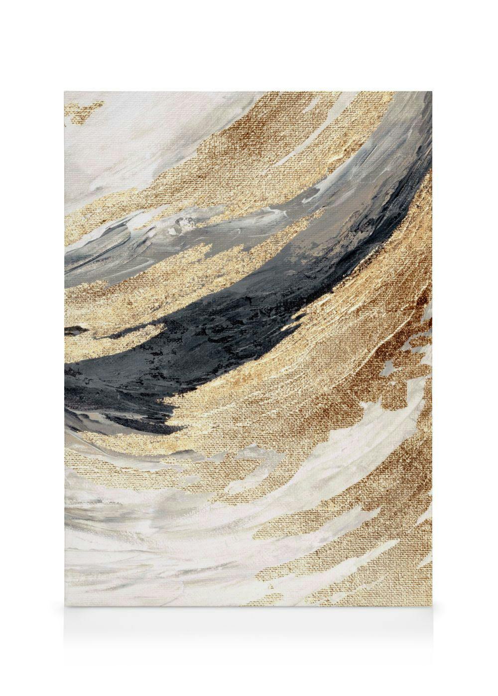 Gold Wave No2 Obraz na płótnie (30x40 cm - Ramka dębowa) - Poster Store