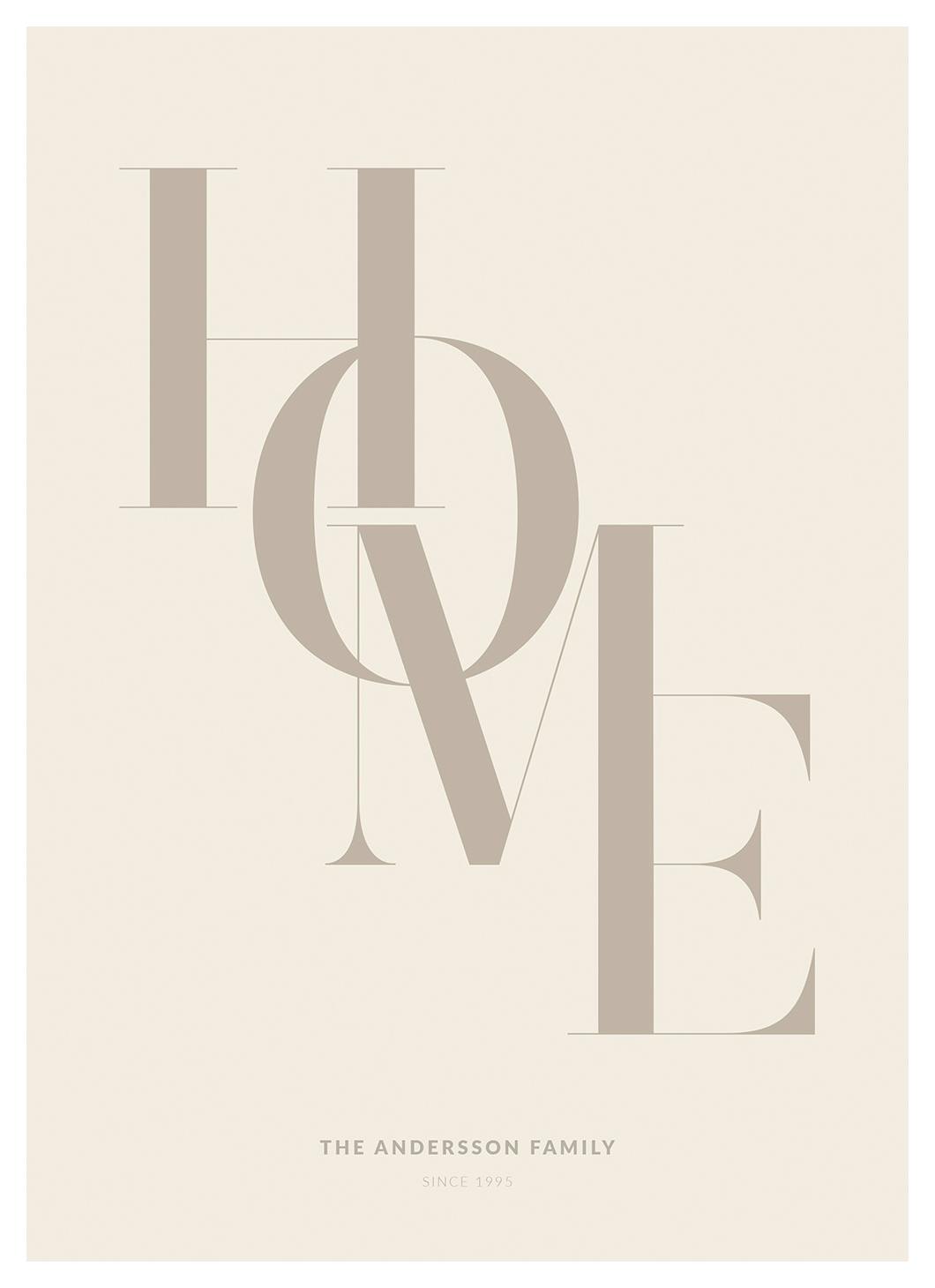 Home Beige Persoonlijke Poster (30x40 cm) - Poster Store
