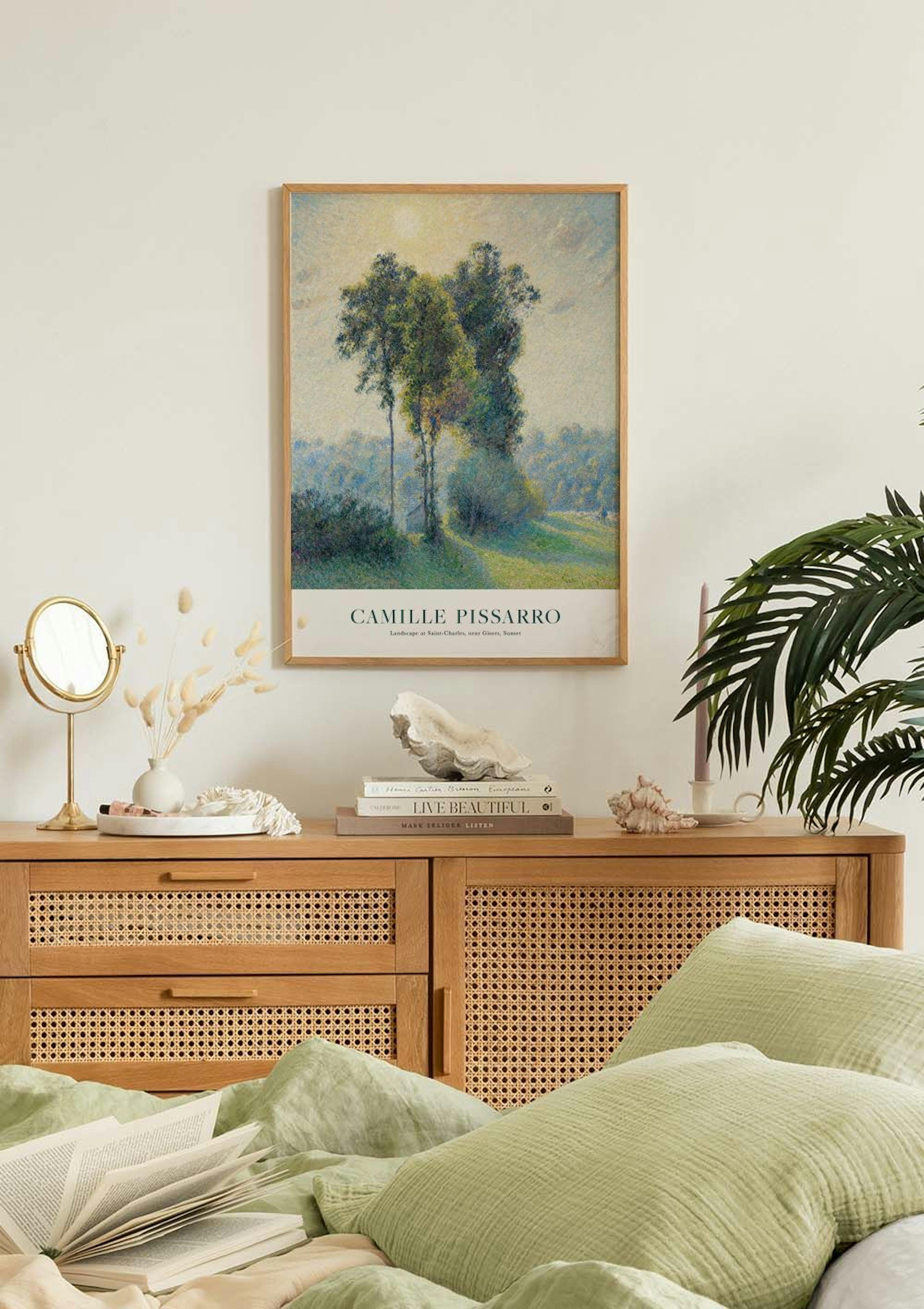 Camille Pissarro - Paysage à Saint-Charles, près de Gisors, Coucher de Soleil Poster thumbnail
