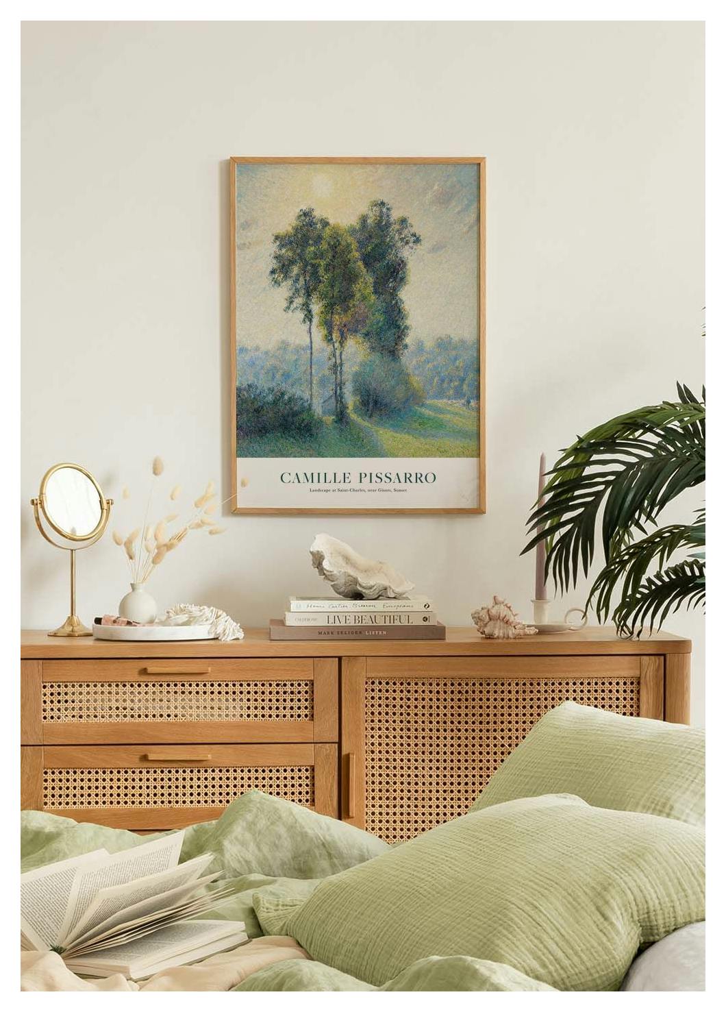 Camille Pissarro - Landscape at Saint-Charles, Near Gisors, Sunset Poster (50x70 cm) - Poster Store