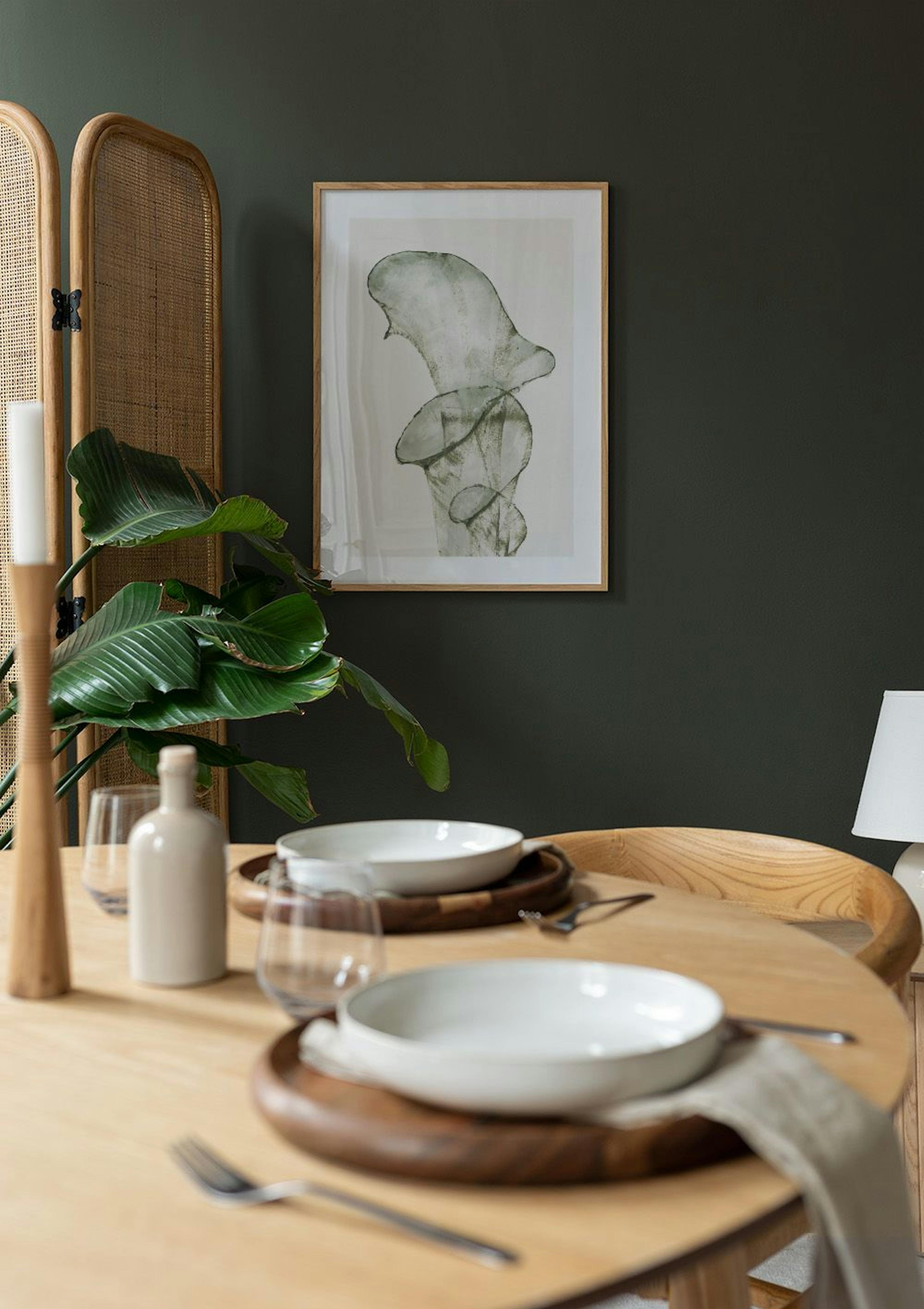 Abstracte, groene botanische poster thumbnail