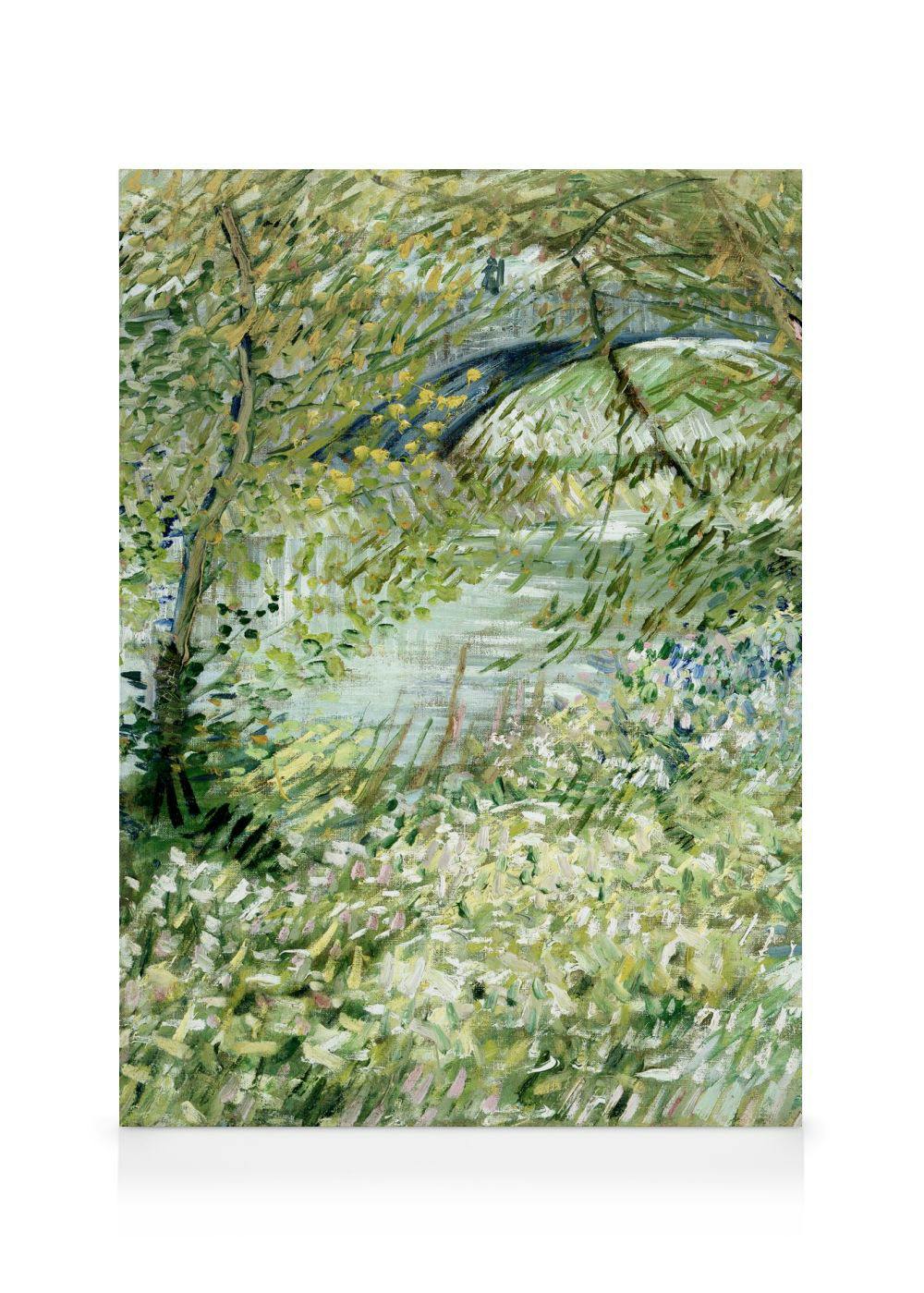 Van Gogh - Rivieroever in de Lente Canvas (50x70 cm - Fotolijst Zwart) - Poster Store