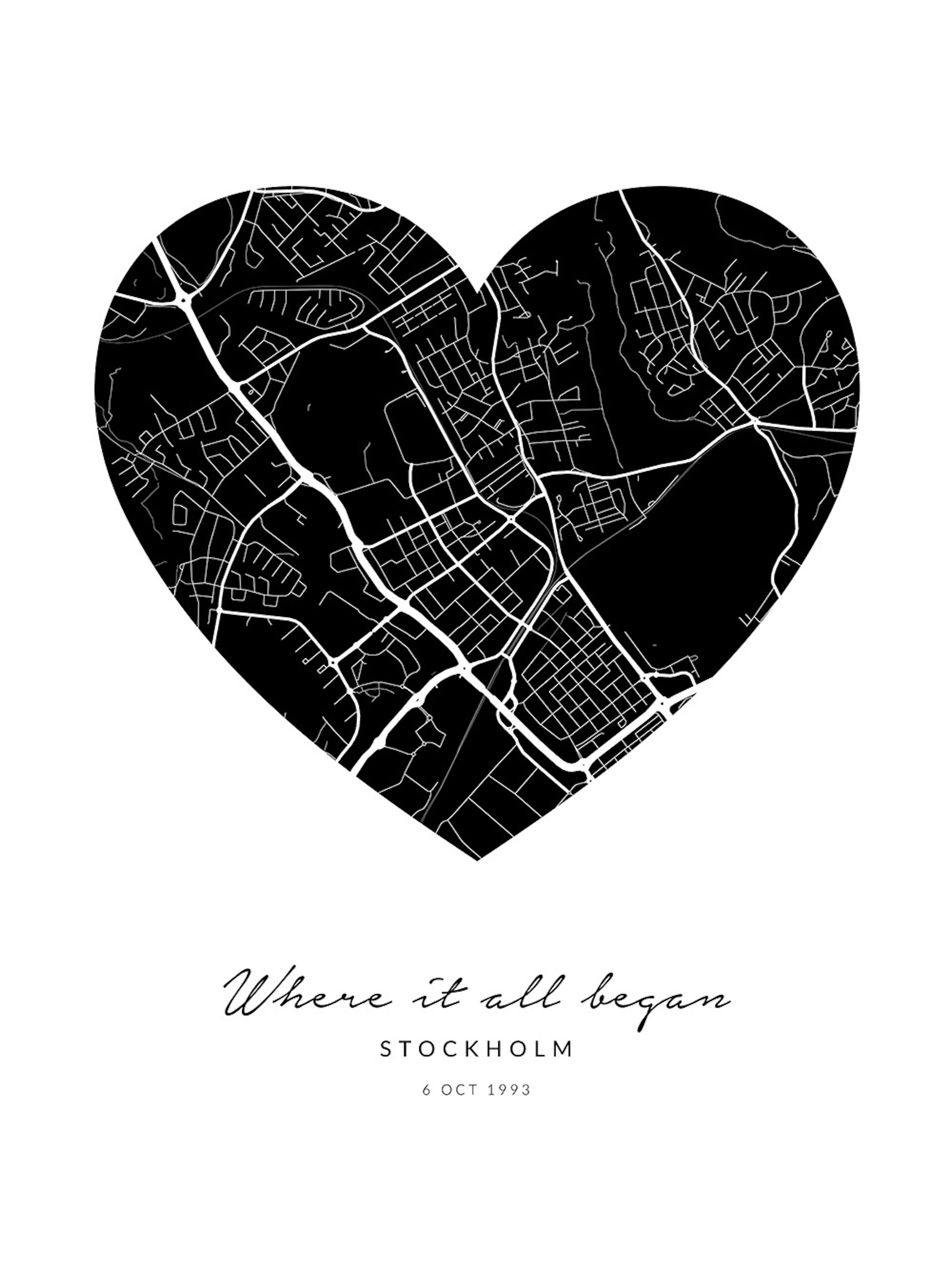 Carte Cœur Noir Poster Personnalisé thumbnail