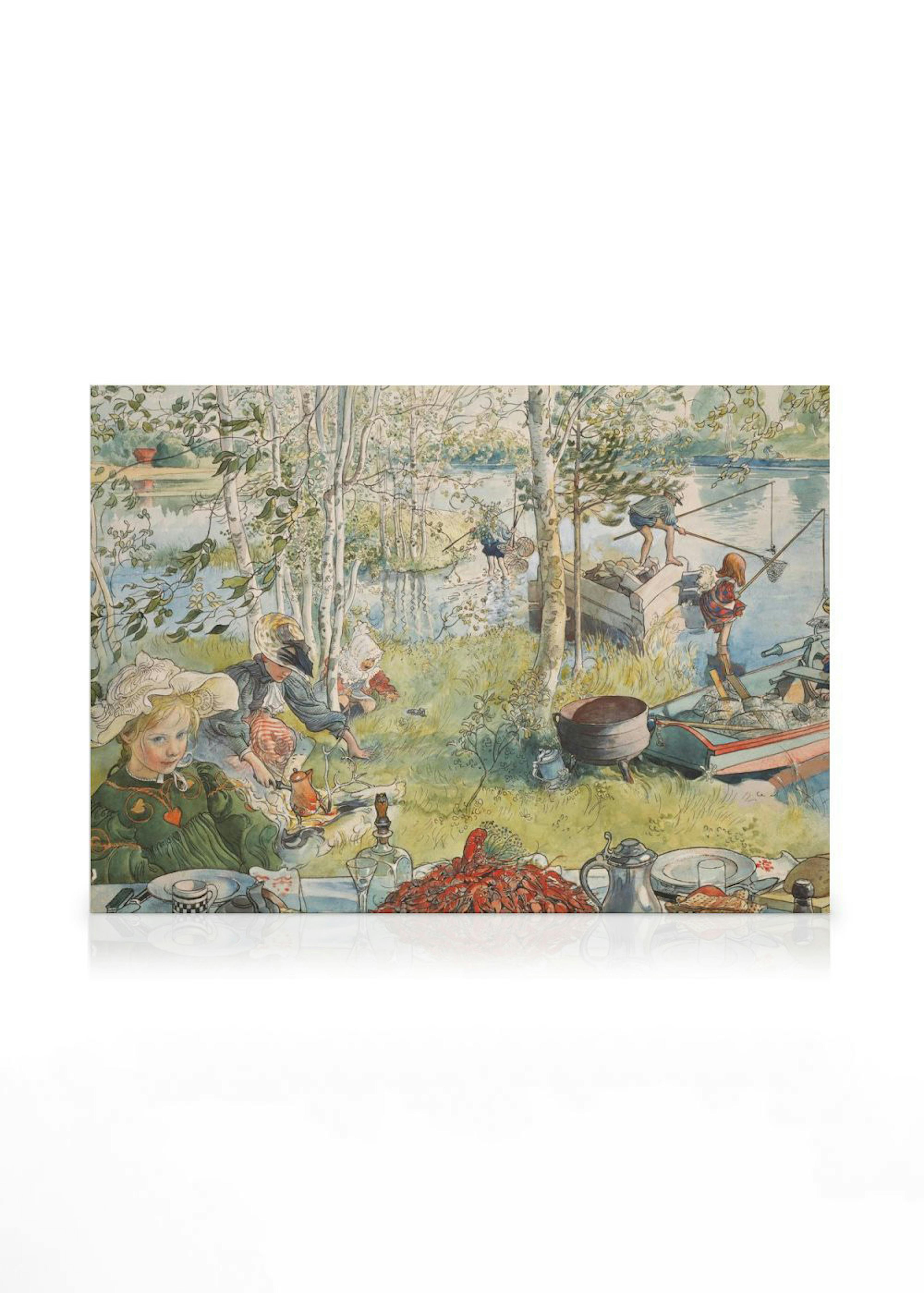 Carl Larsson - Crayfishing Stampe su Tela 0
