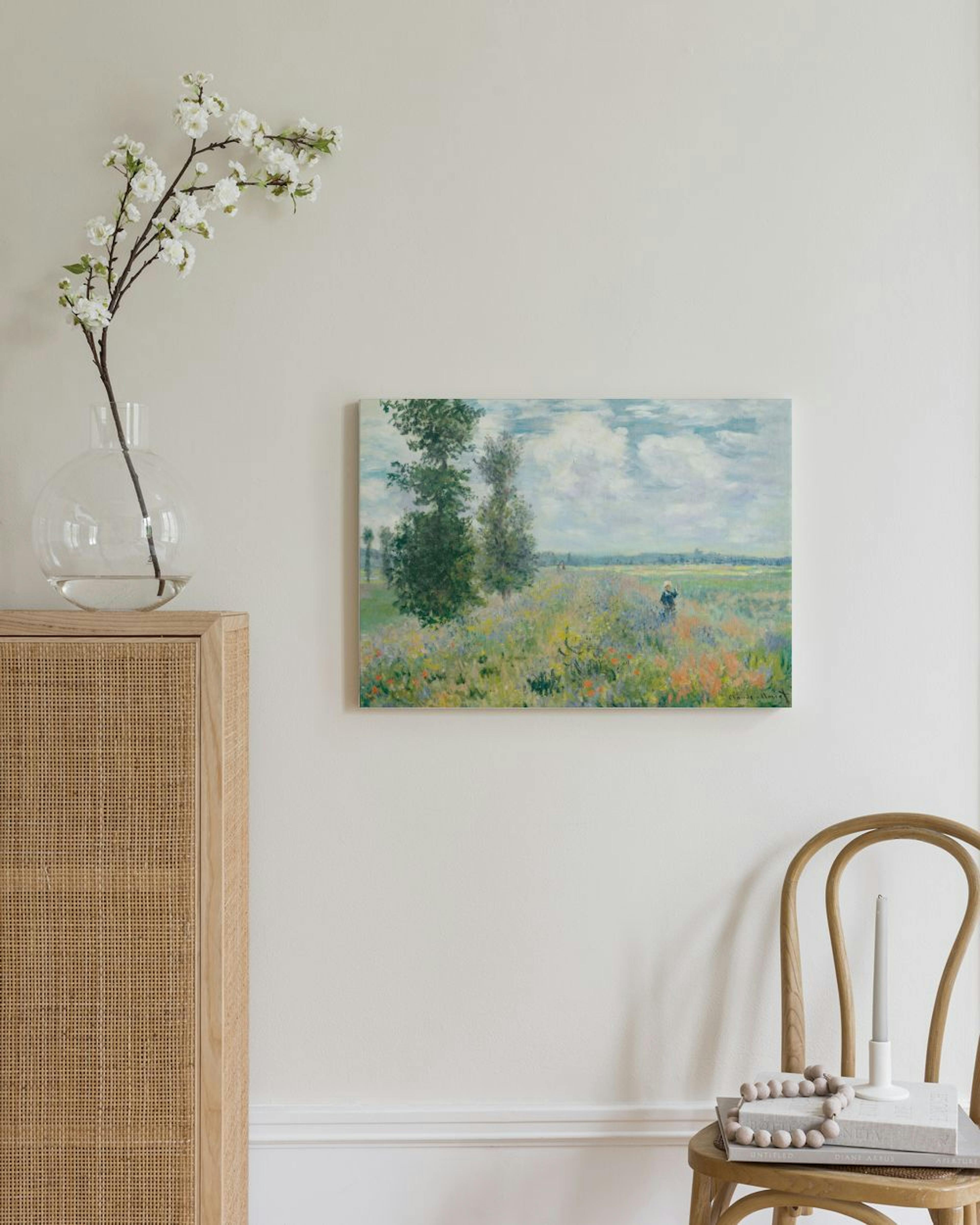 Monet - Poppy Fields near Argenteuil Stampa su Tela thumbnail