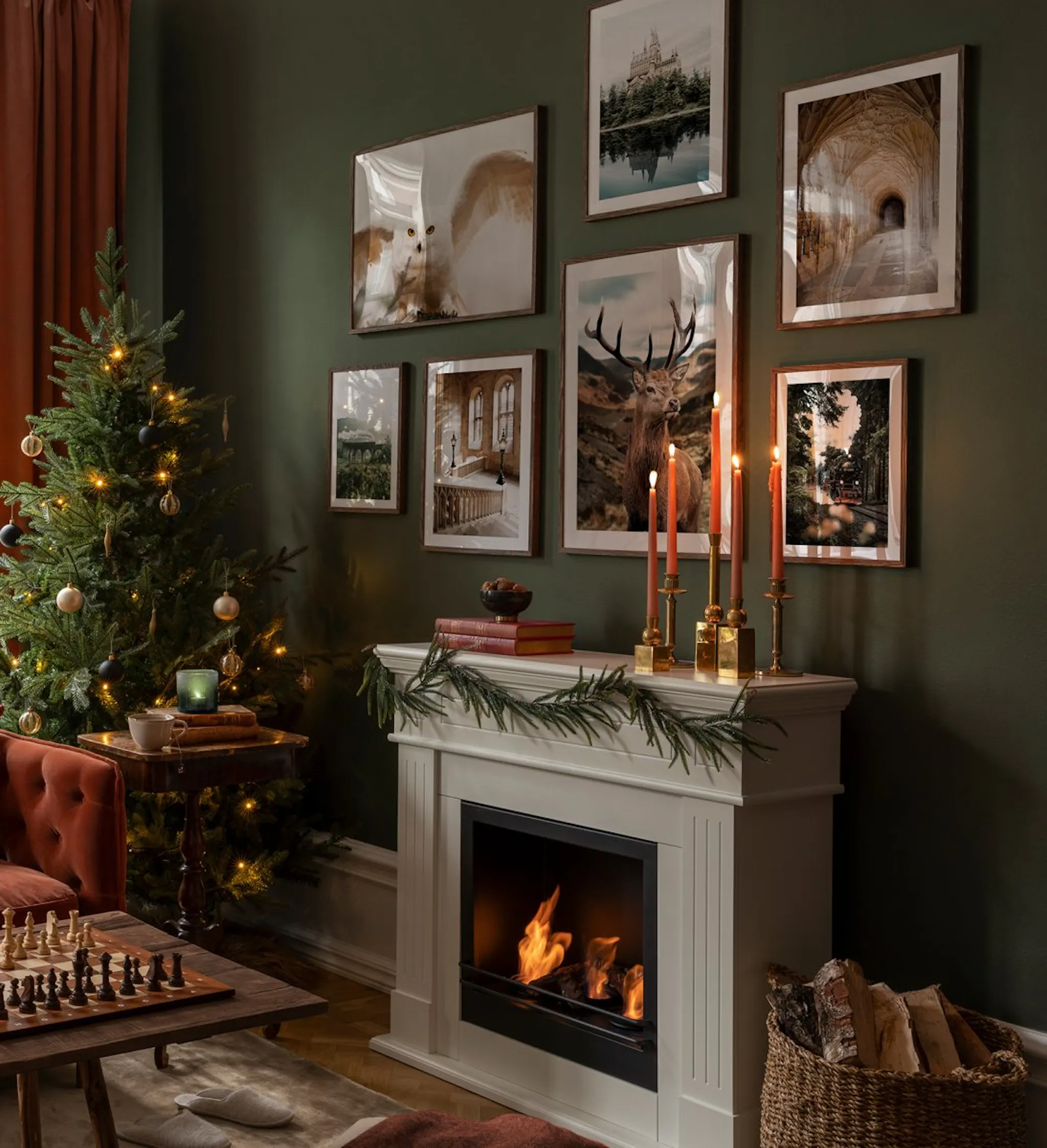 Magisk gallerivegg i rustikk stil til stuen | Poster Store NO