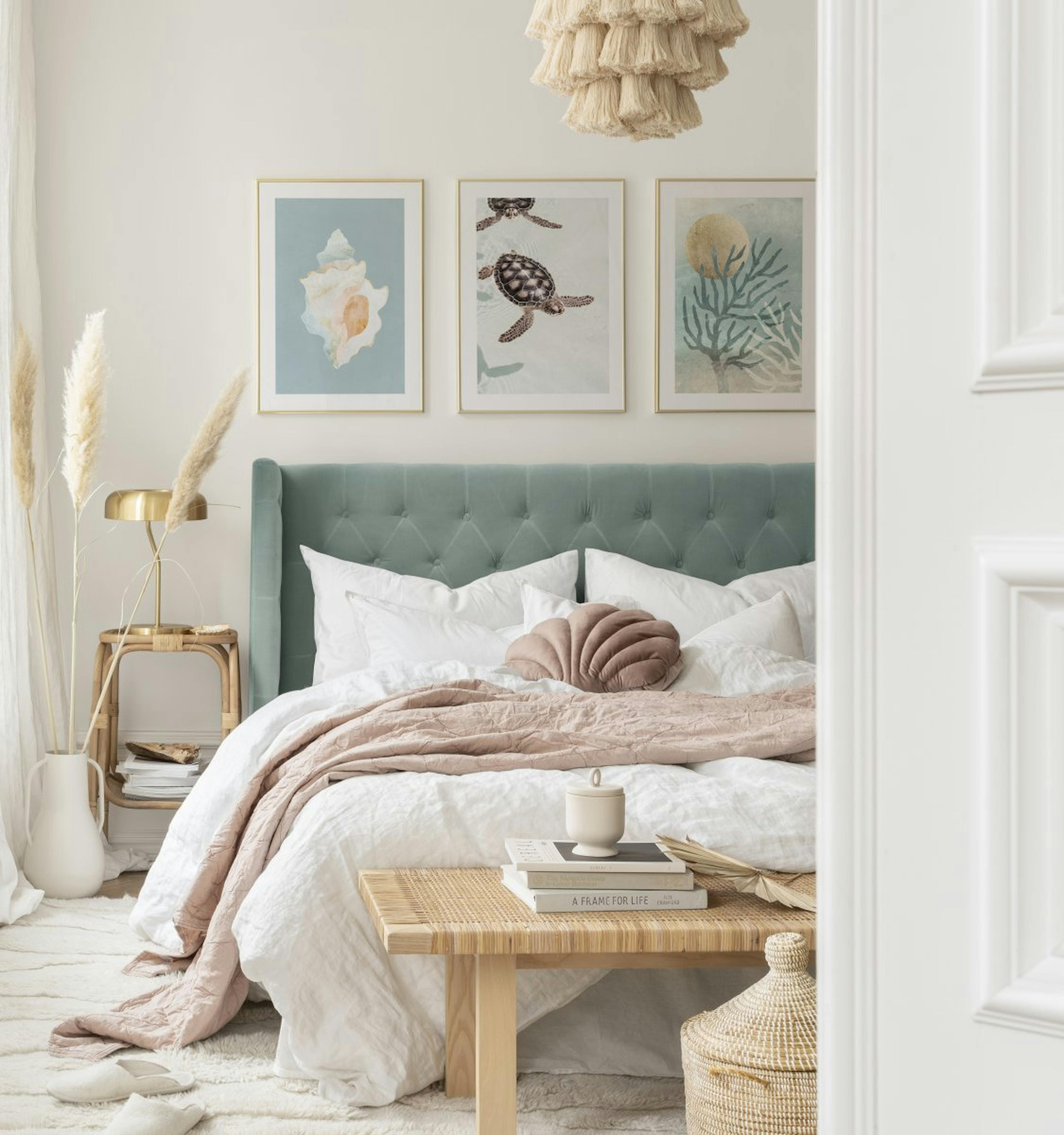 Décoration murale de coraux Affiches de la mer en bleu pour la chambre