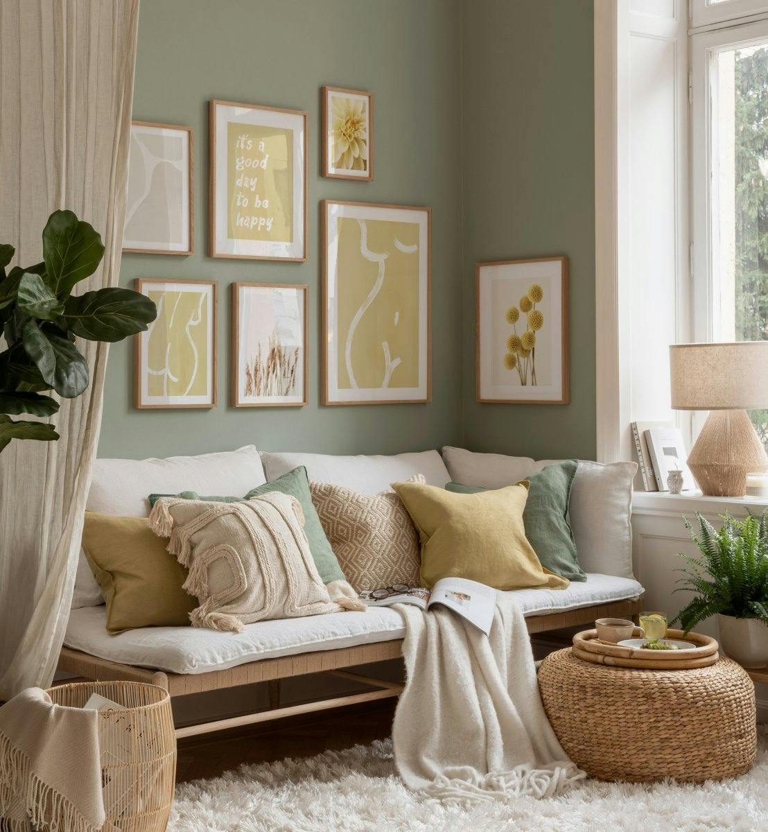 Illustrazioni e fotografie gialle e beige per il soggiorno (ONE SIZE) - Poster Store