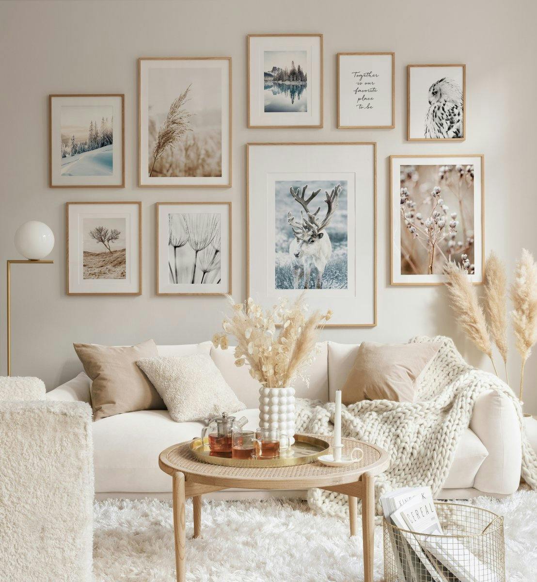 Affiches de paysages d'hiver et d'animaux aux couleurs apaisantes pour le salon (ONE SIZE) - Poster Store