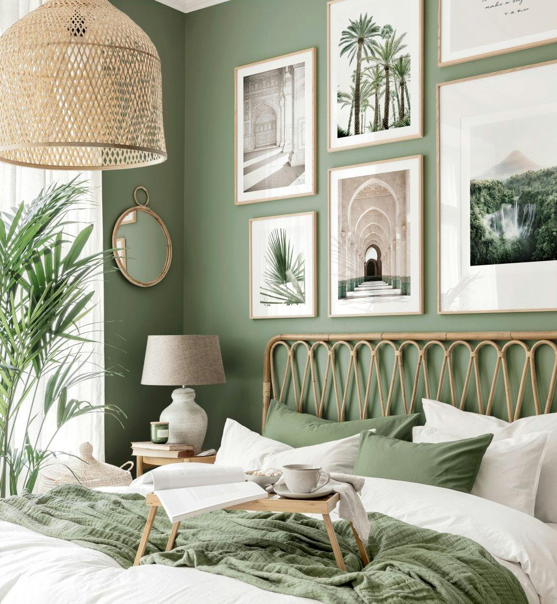 Trendy palmboom fotowand natuur posters eiken fotolijsten (ONE SIZE) - Poster Store