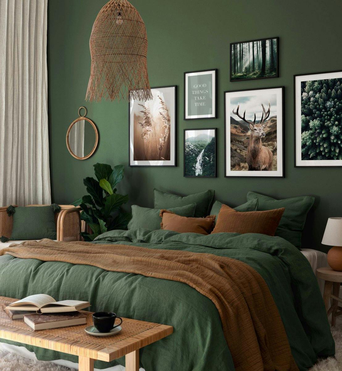 Gröna och bruna naturposters och fotografier för sovrum (ONE SIZE) - Poster Store