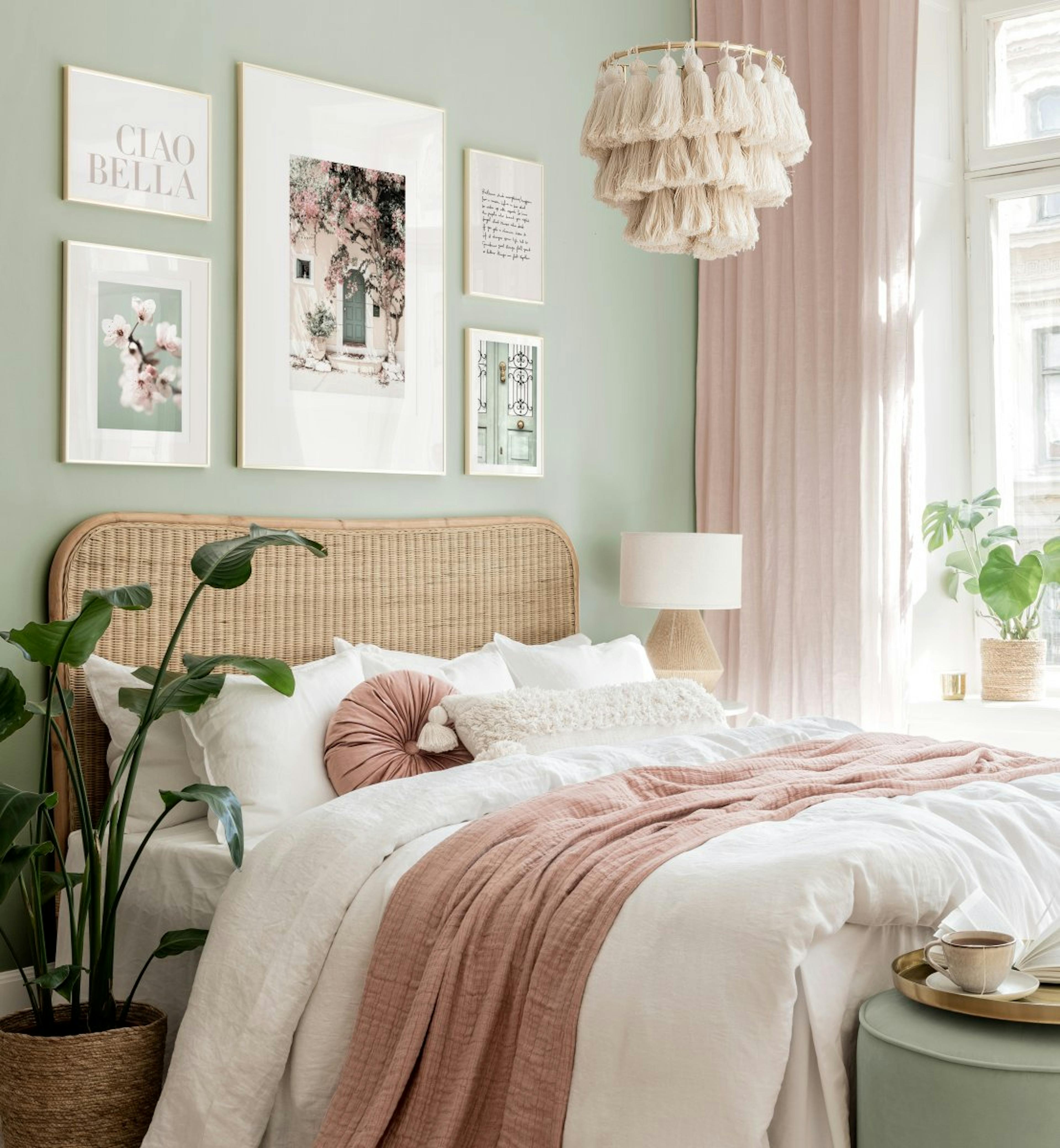 Pastel flower gallery wall flower prints bedroom wall art