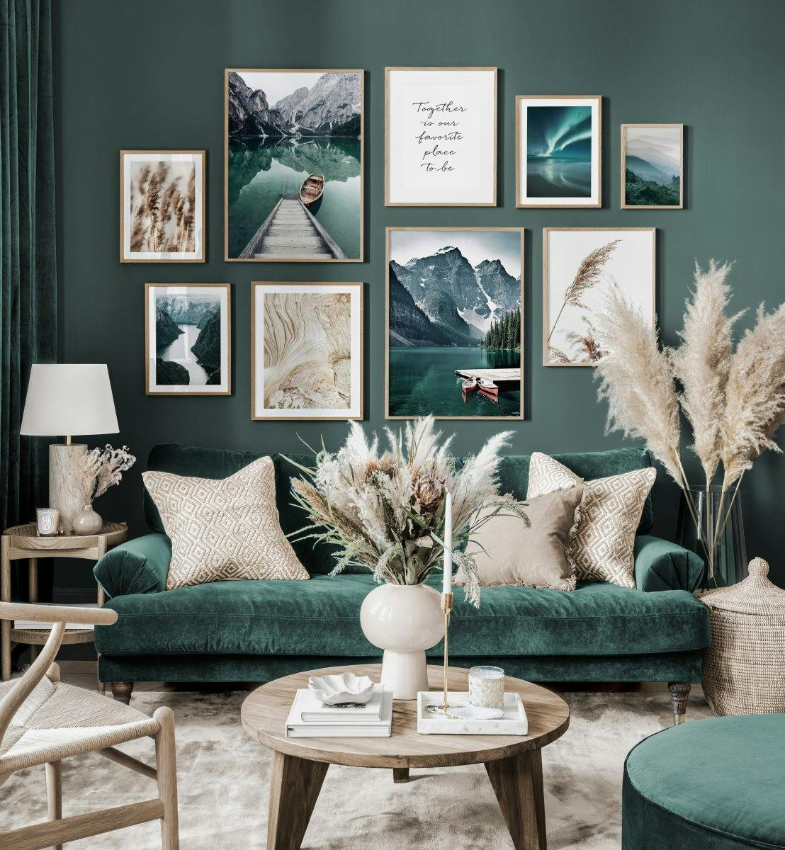 Fantastisk Skandinavisk naturinspirert bildevegg landskap plakater eikerammer (ONE SIZE) - Poster Store