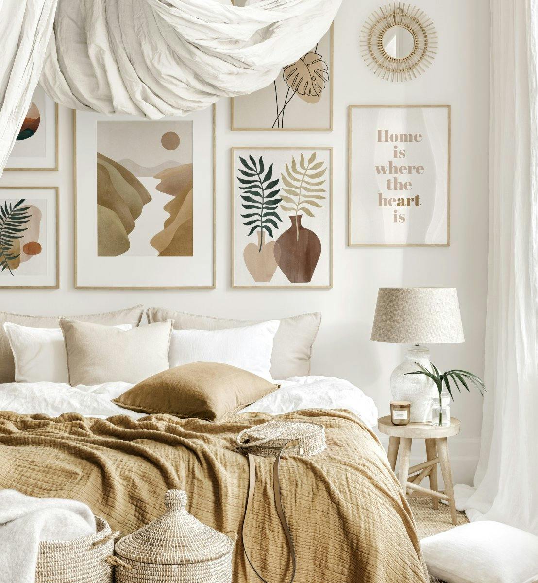 Aardetinten muur decoratie art posters Boheemse slaapkamer illustratie posters (ONE SIZE) - Poster Store