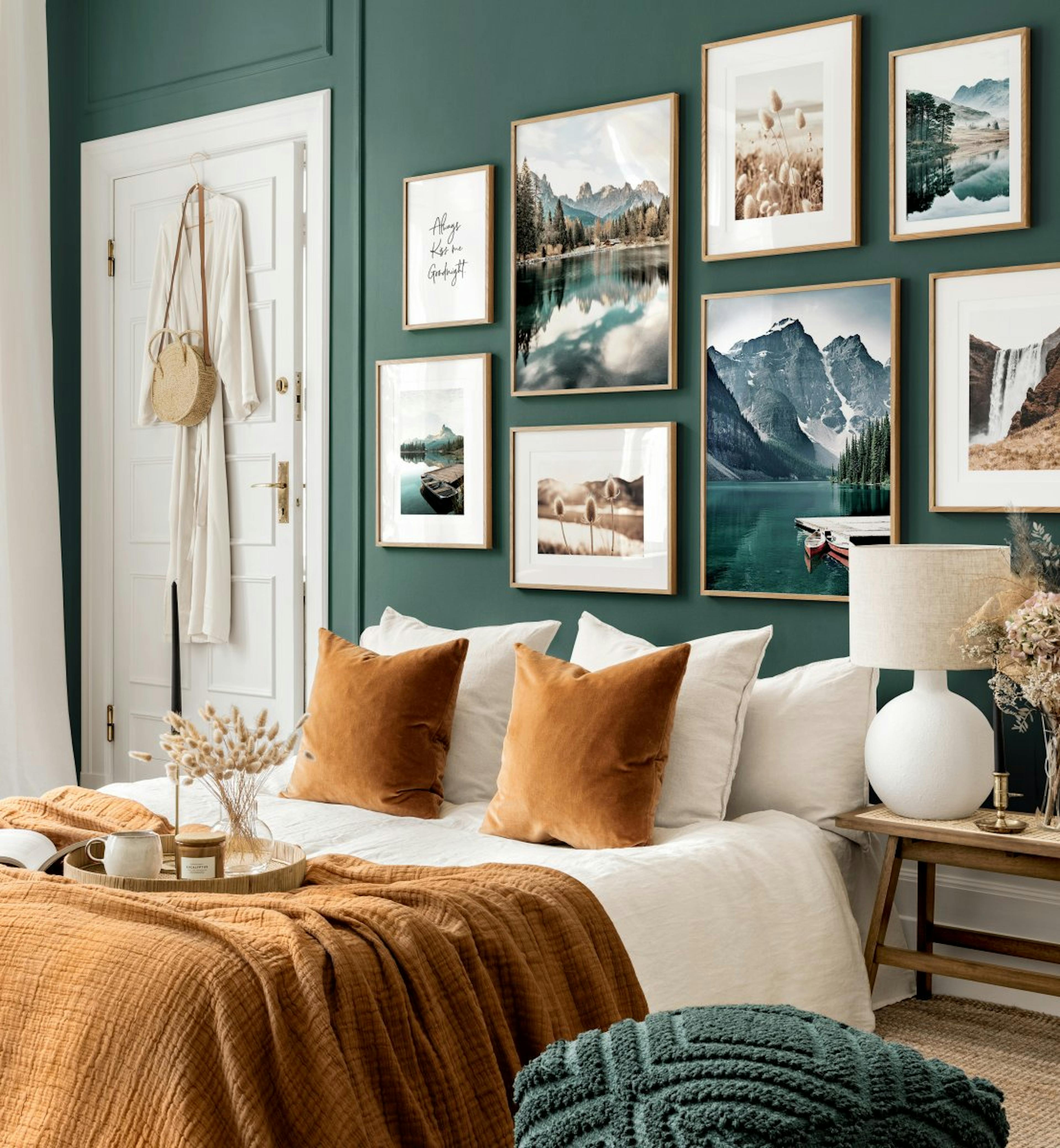 Peaceful landscape gallery wall nature photography oak frames