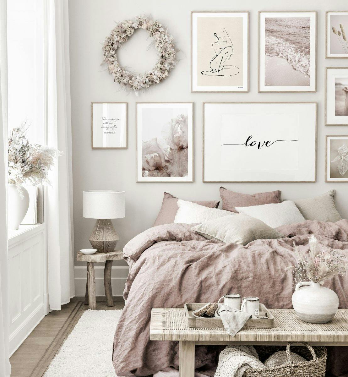 Piekna galeria obrazow plakaty mindfulness sypialnia terakota debowe ramki (ONE SIZE) - Poster Store