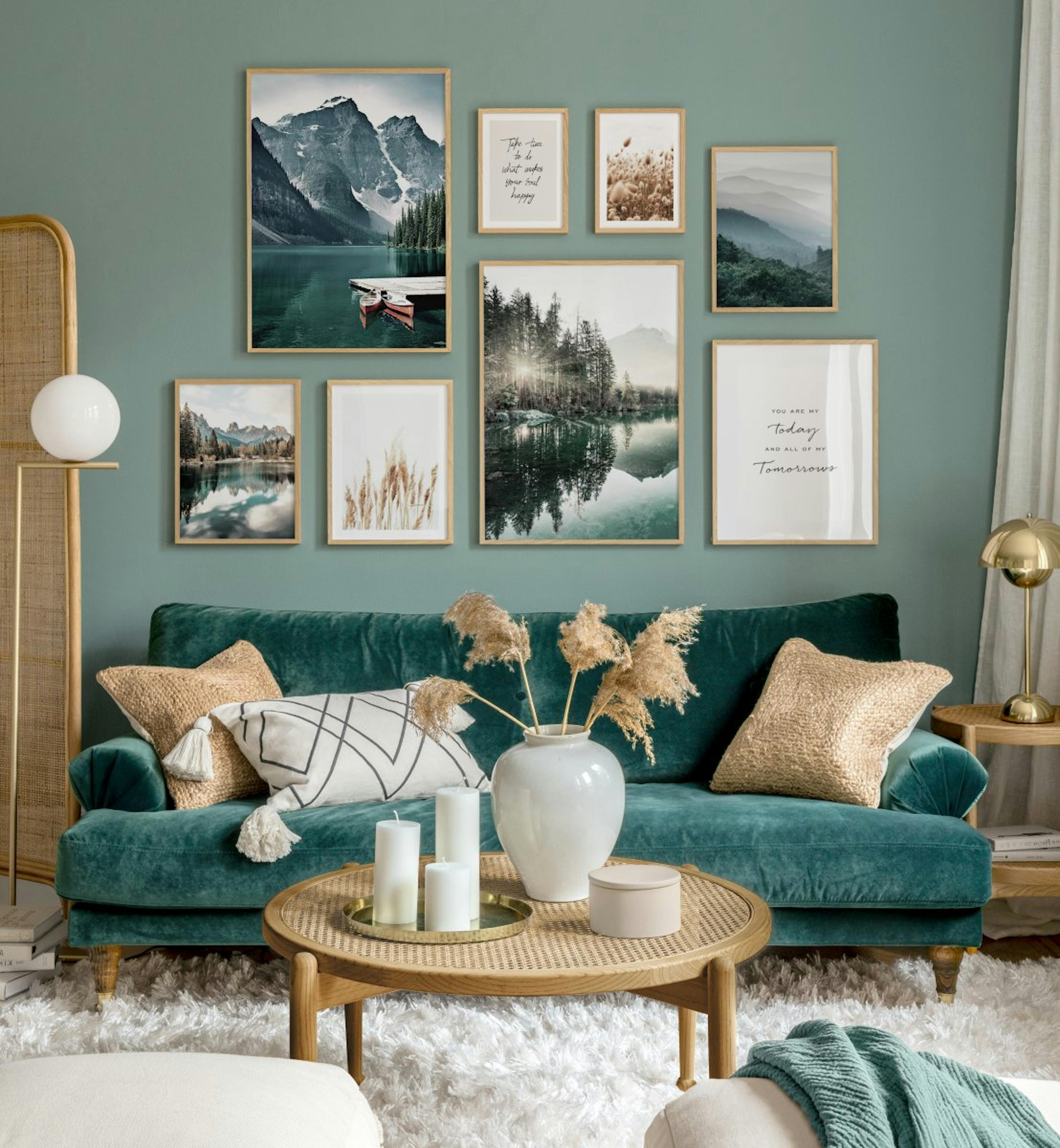 Calmed by nature gallery wall landscape prints wall decor for living room