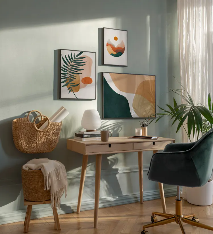Simple Abstract Art Gallery Wall for Home Office | Poster Store CA