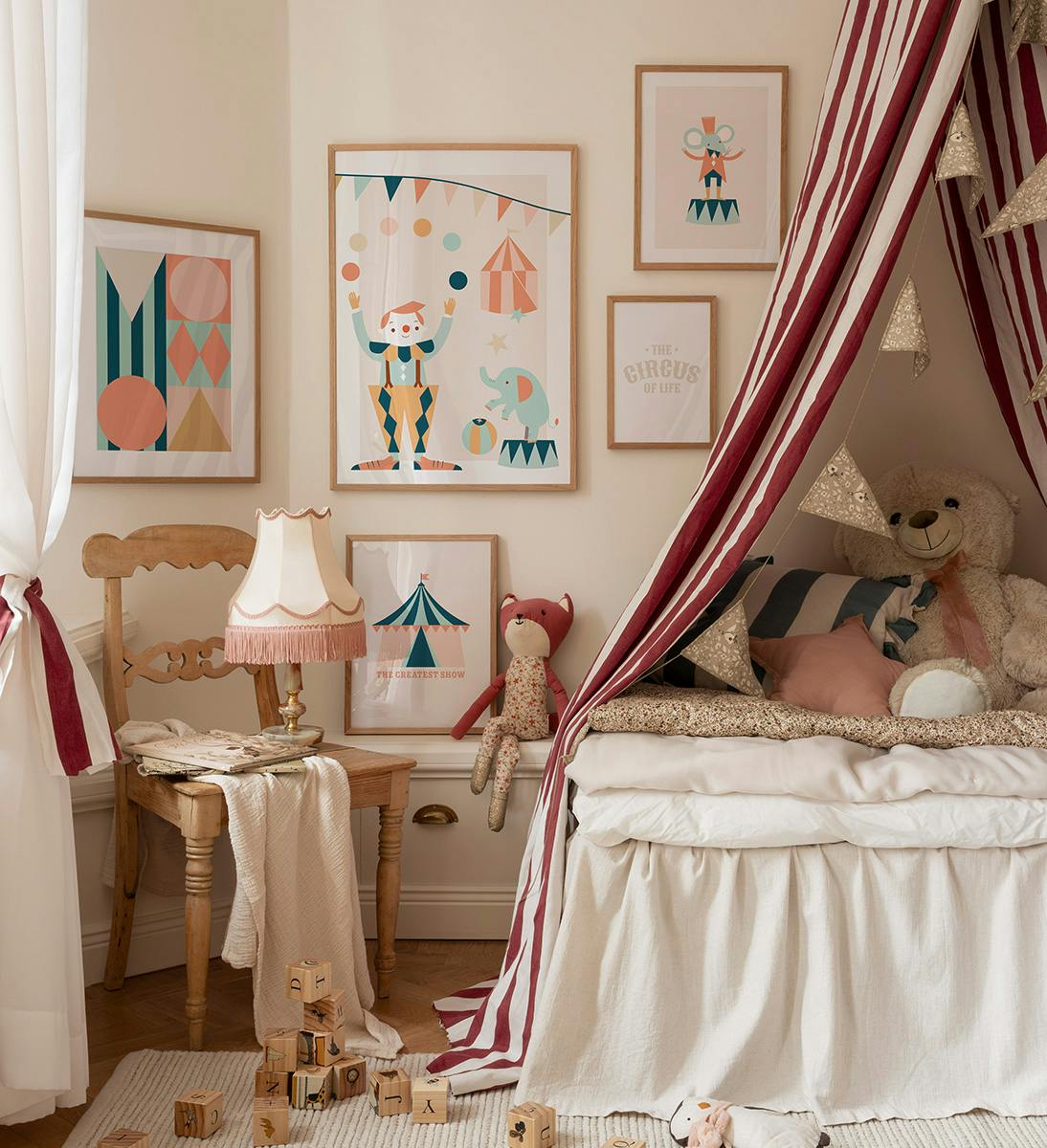 Playful circus gallery wall