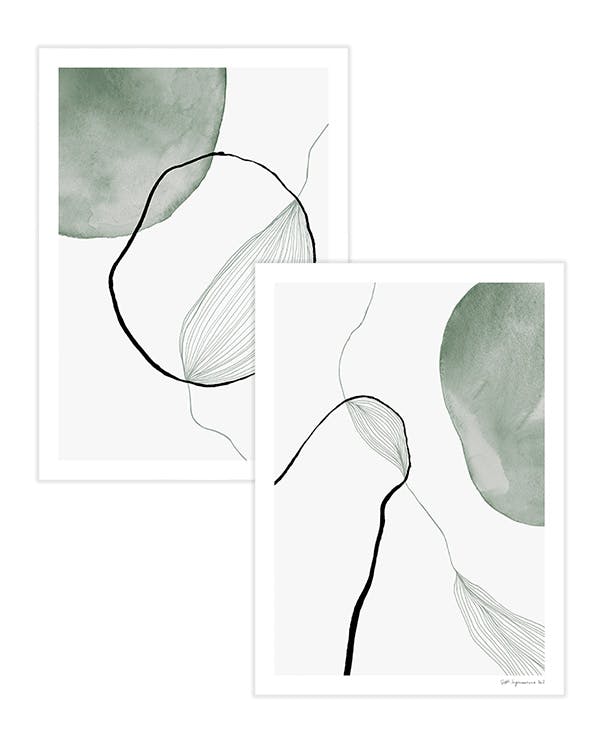 Green Abstract Poster pack (50x70 cm) - Poster Store