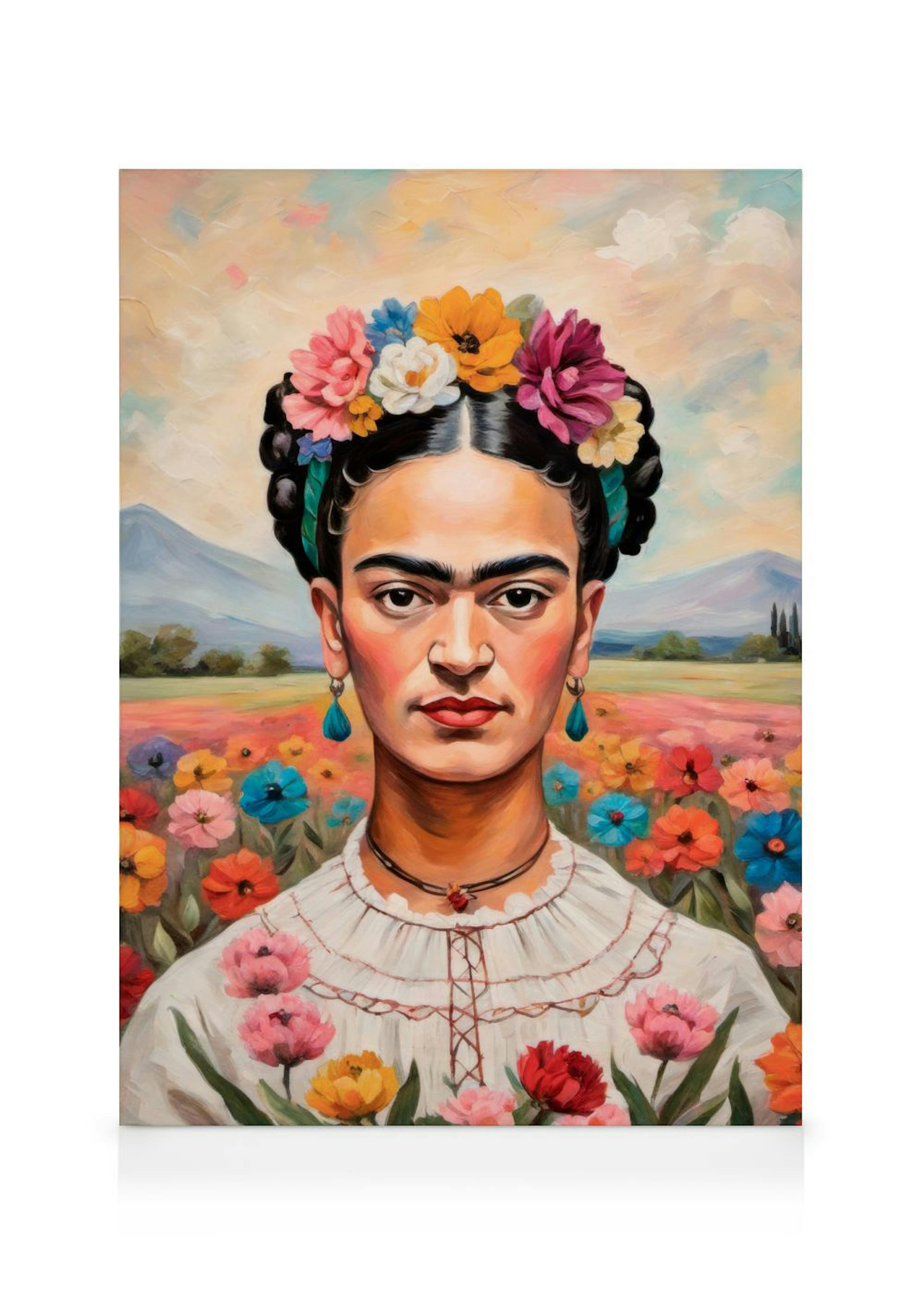 Frida Kahlo kukkakedolla kanvaasitaulu 0