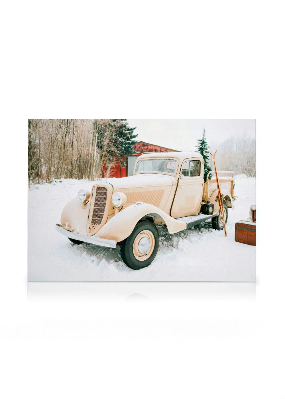 Winter Pickup Canvas (50x70 cm - Fotolijst Zwart) - Poster Store