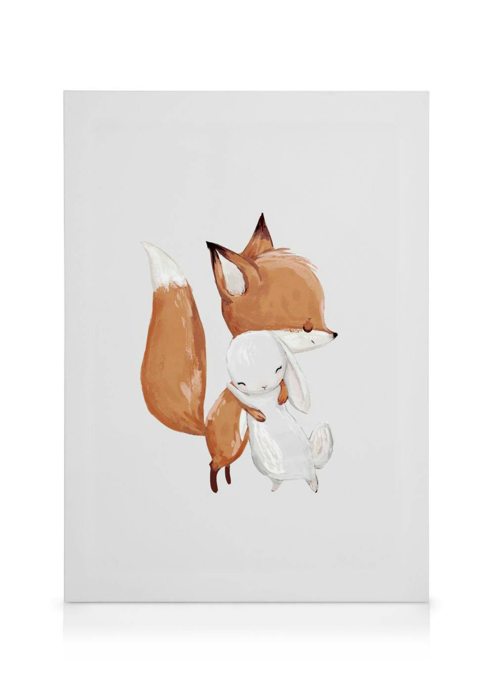 Canvas Prints - Fox and Rabbit Canvas print (30x40 cm - Black Frame) - Poster Store