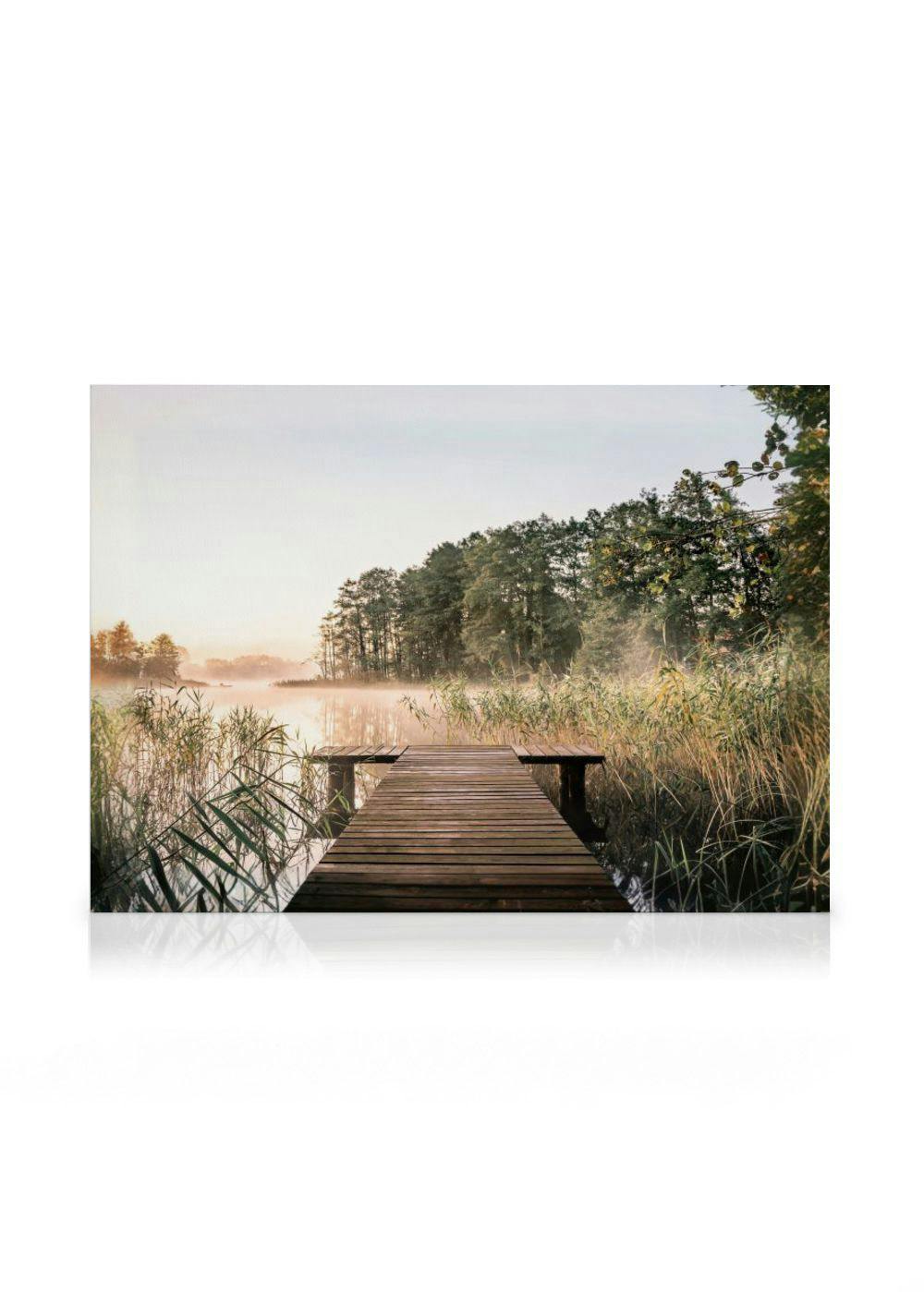 Lake Pier Canvas (50x70 cm - Fotolijst Zwart) - Poster Store