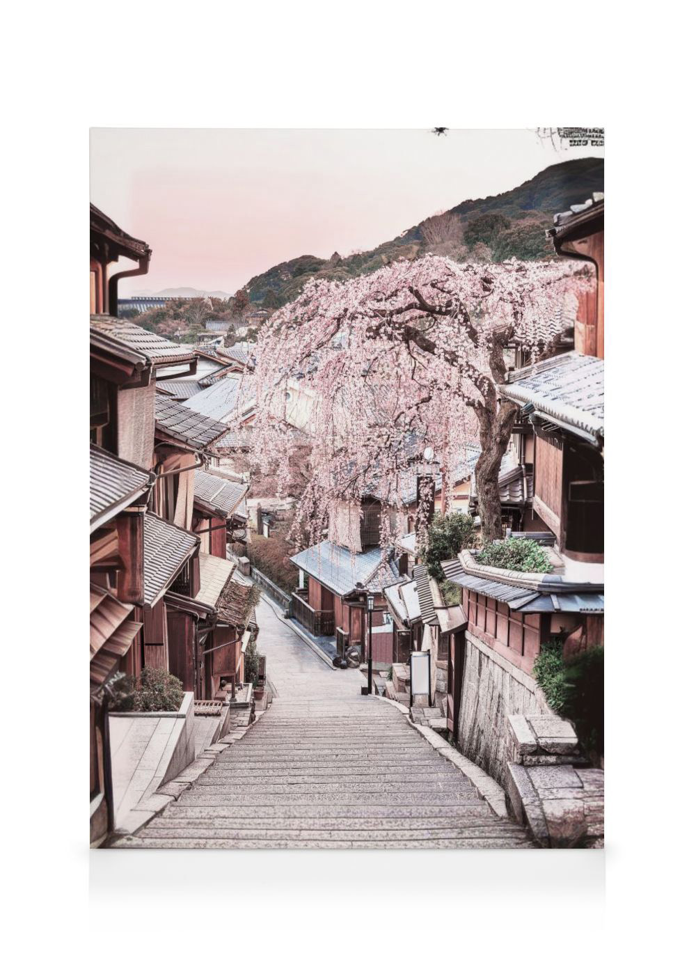 Streets of Kyoto Canvas with Cherry Blossom Art | Poster Store US
