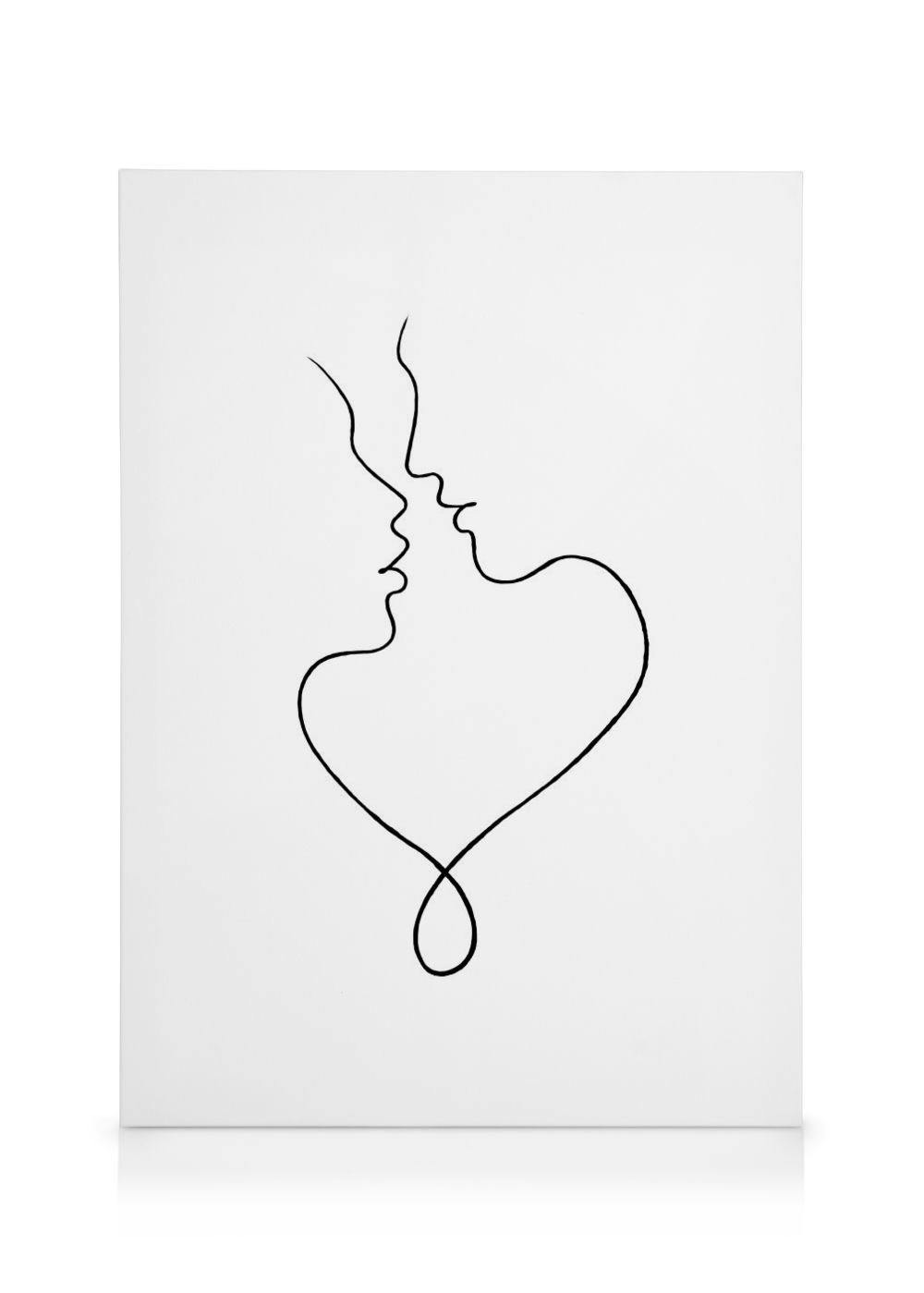 Canvastavlor - Almost Kiss canvastavla (70 x 100 cm - Svart ram) - Poster Store