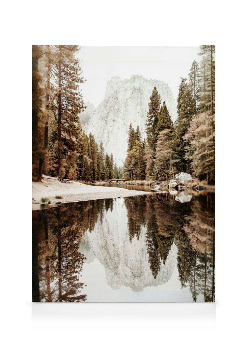 Yosemite Valley River Lerretsbilde (70x100 cm - Svart Ramme) - Poster Store