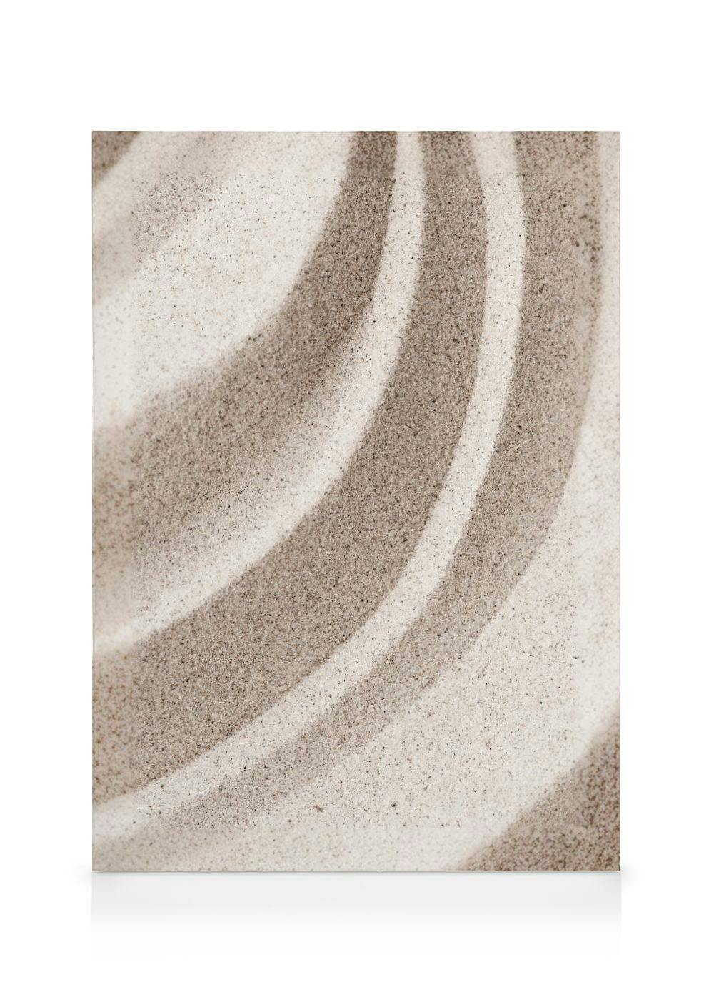 A canvas showing a close-up of sand with light and dark brown wavy lines, resembling raked zen garden patterns.