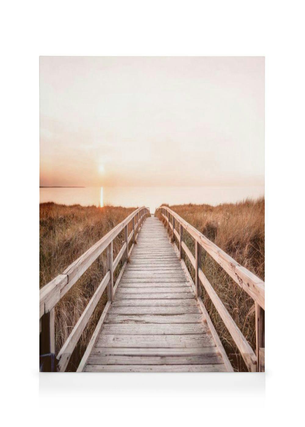 Pad naar Zonsondergang Canvas (50x70 cm - Fotokaders Eiken) - Poster Store