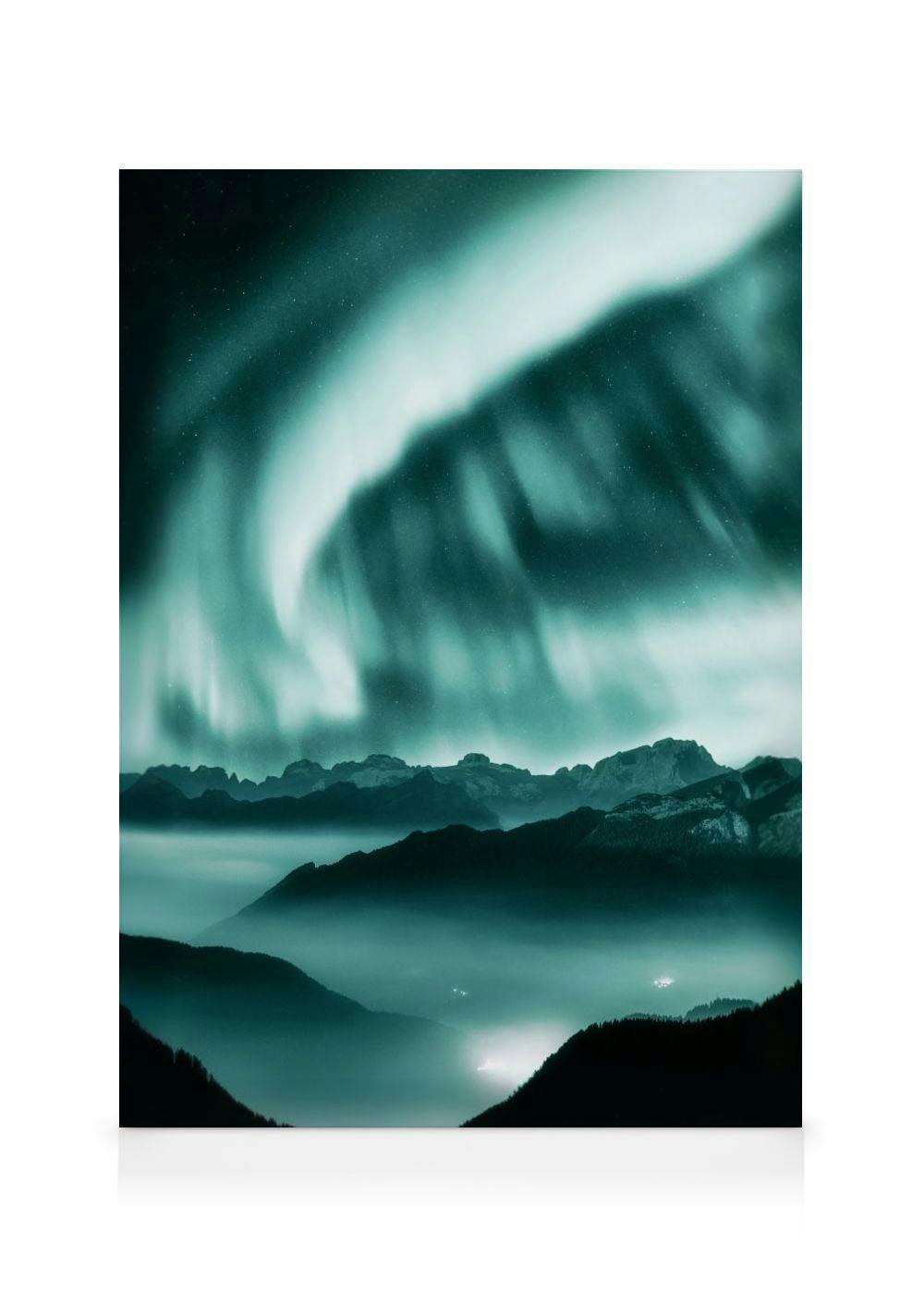Magische Noorderlicht Canvas (70x100 cm - Fotolijst Zwart) - Poster Store