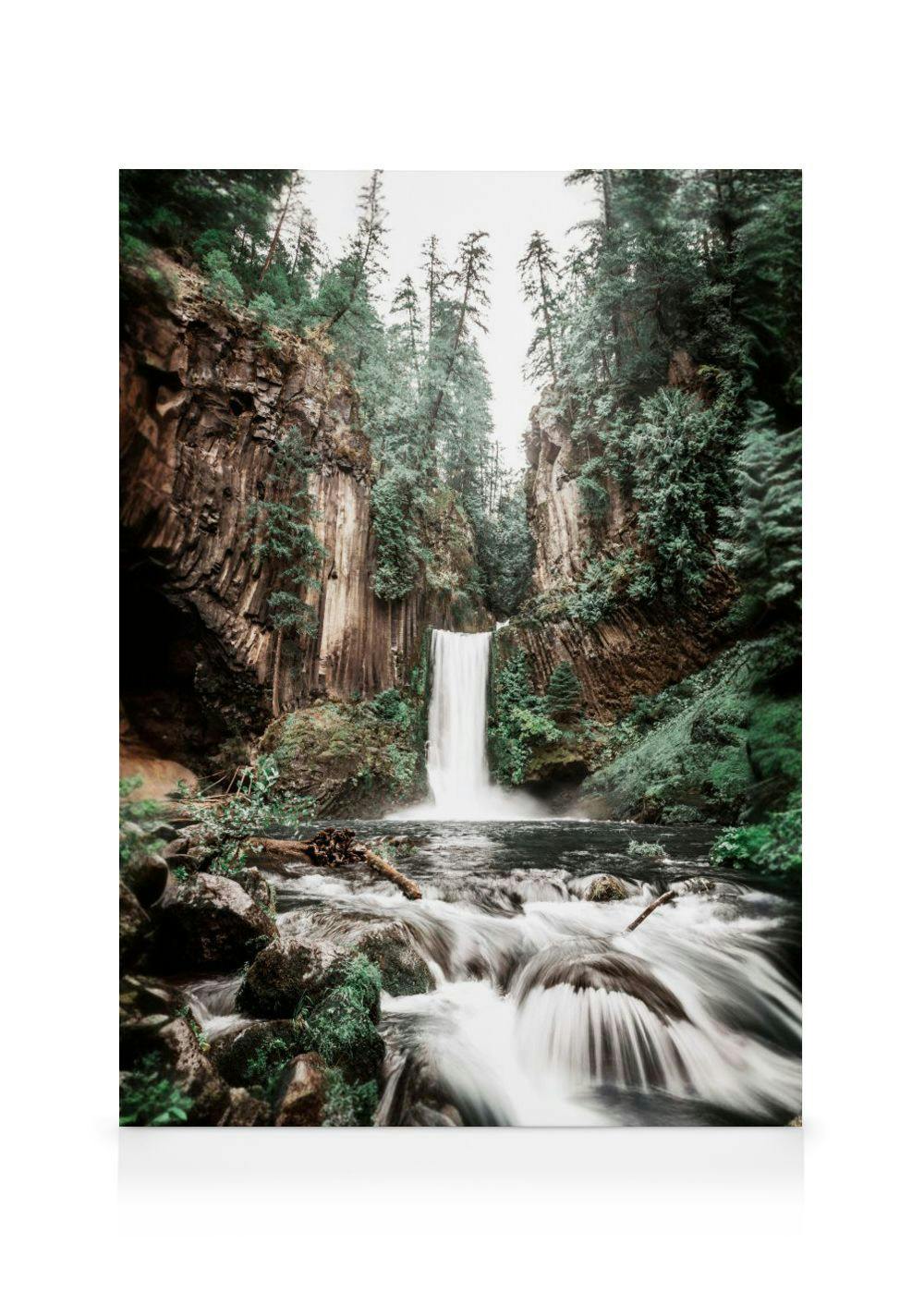 Metsän Vesiputous Kanvaasi (70x100 cm - Puukehys Tammi) - Poster Store