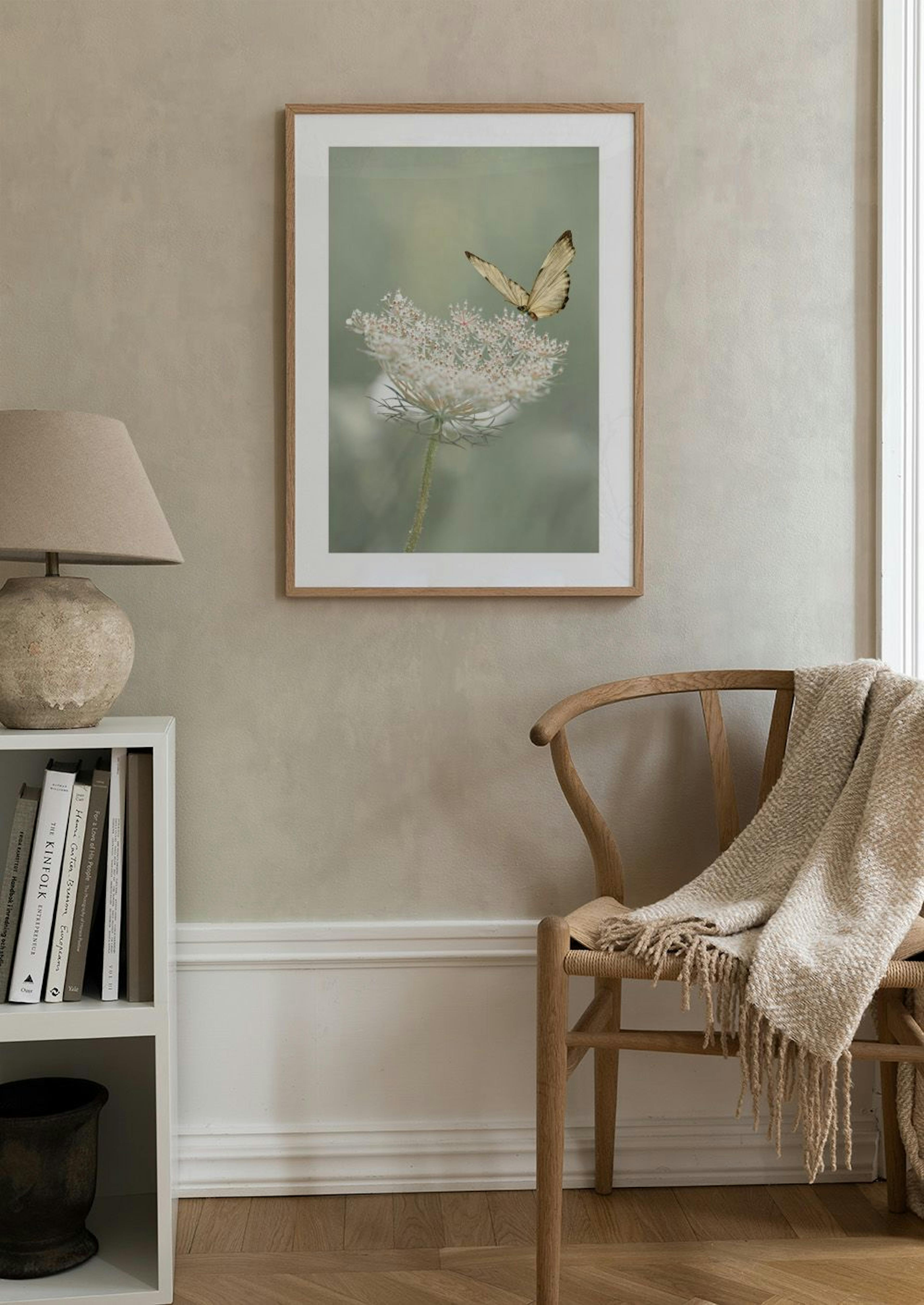 Wilde Bloemen Vlinder Poster thumbnail