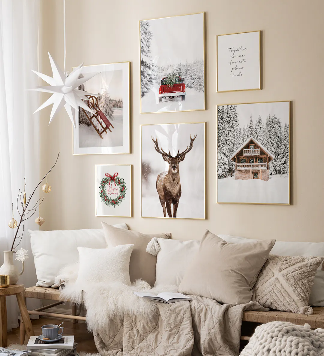 Winter Corner gallery wall Rustic Christmas decor | Poster Store US